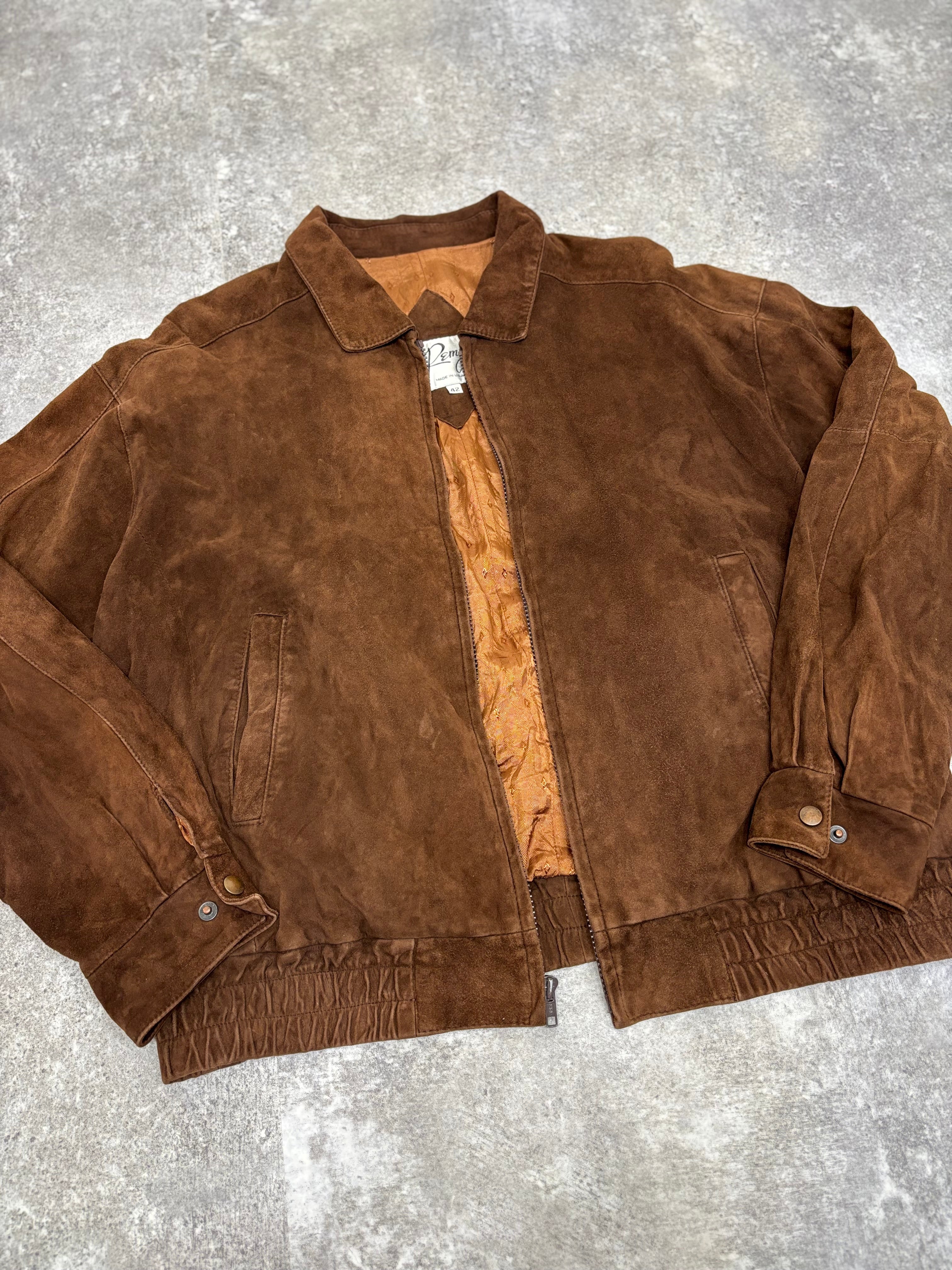 Brown Suede Leather Zip Jacket