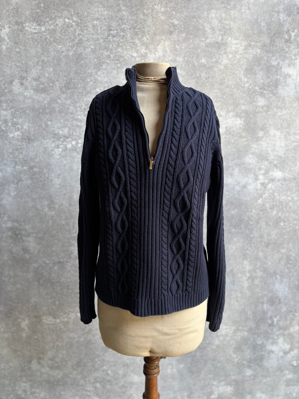 [1990's] Chaps Cable Knit Mock Neck Sweater