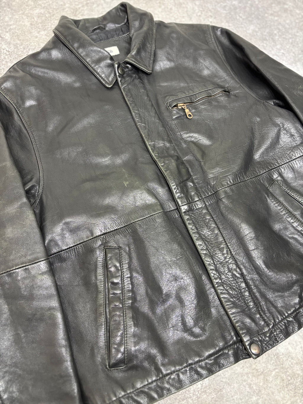 2000s Vintage Black Leather Jacket by KIABI