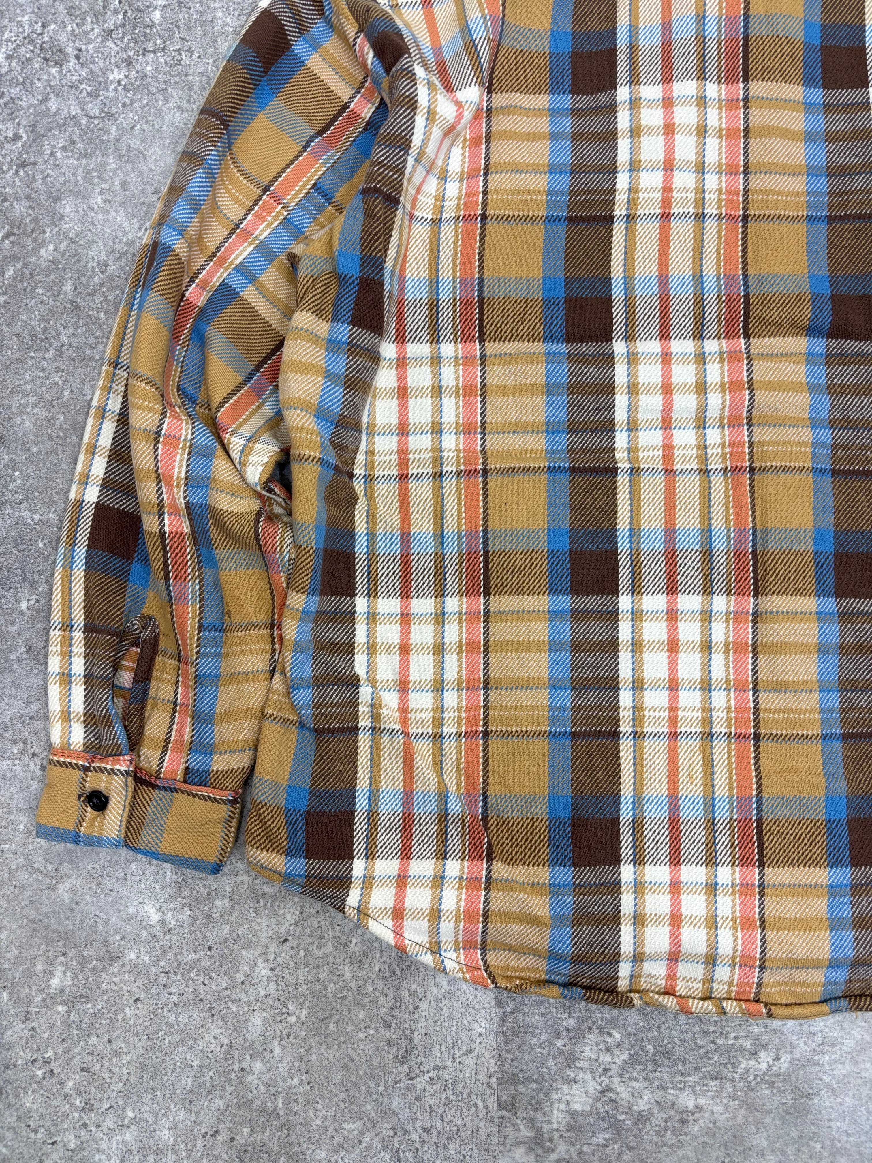 ~1980s Five Brother Flannel Shirt Brown × Blue × Cream Check