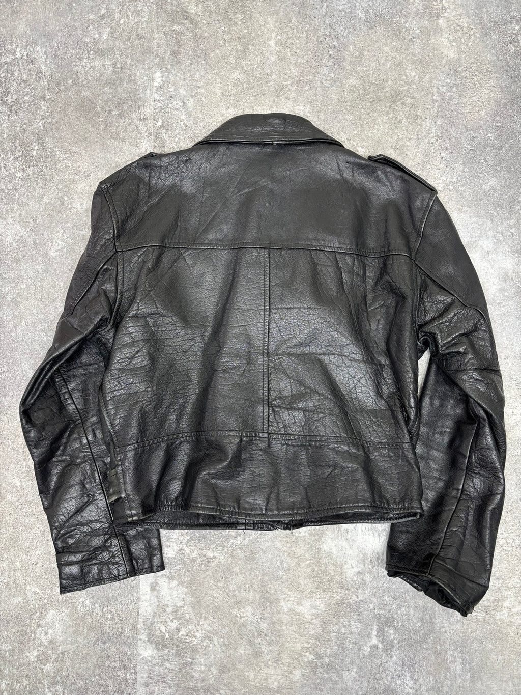 ~1990s Vintage Double Riders Leather Jacket Black
