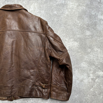 【~1990‘s】Brown Leather Jacket 『WORLD BEATERS』