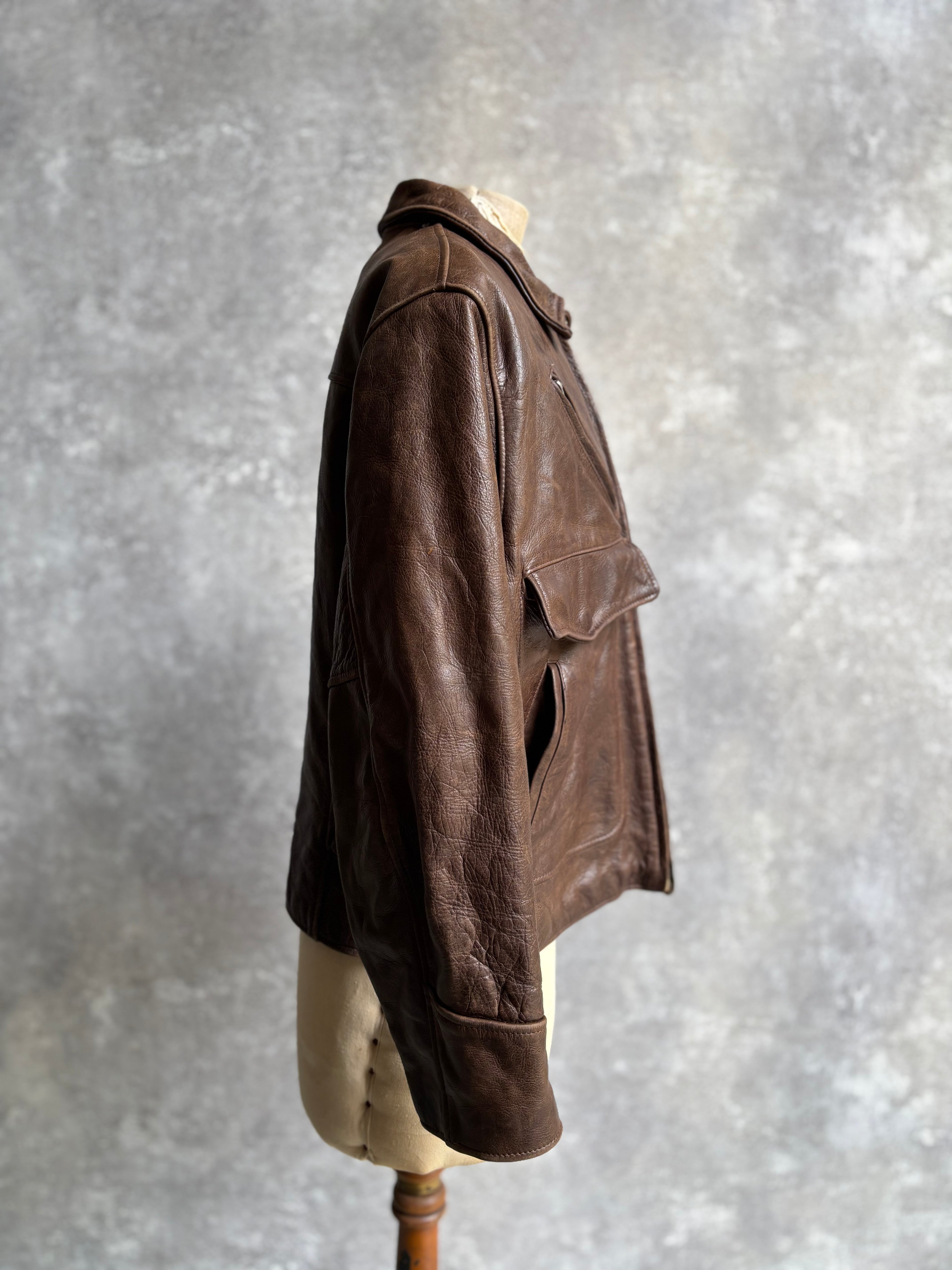 【~1990‘s】Brown Leather Jacket 『WORLD BEATERS』