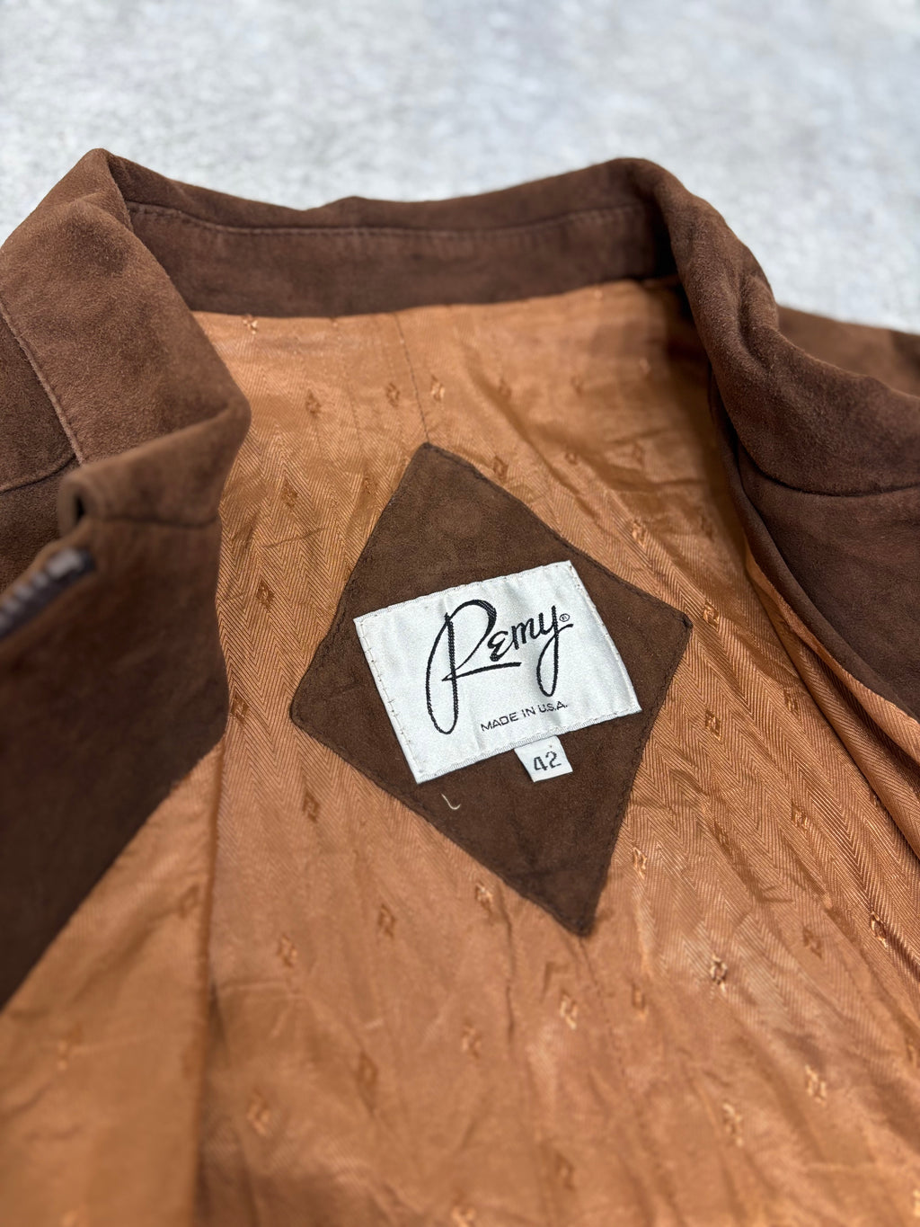 Brown Suede Leather Zip Jacket