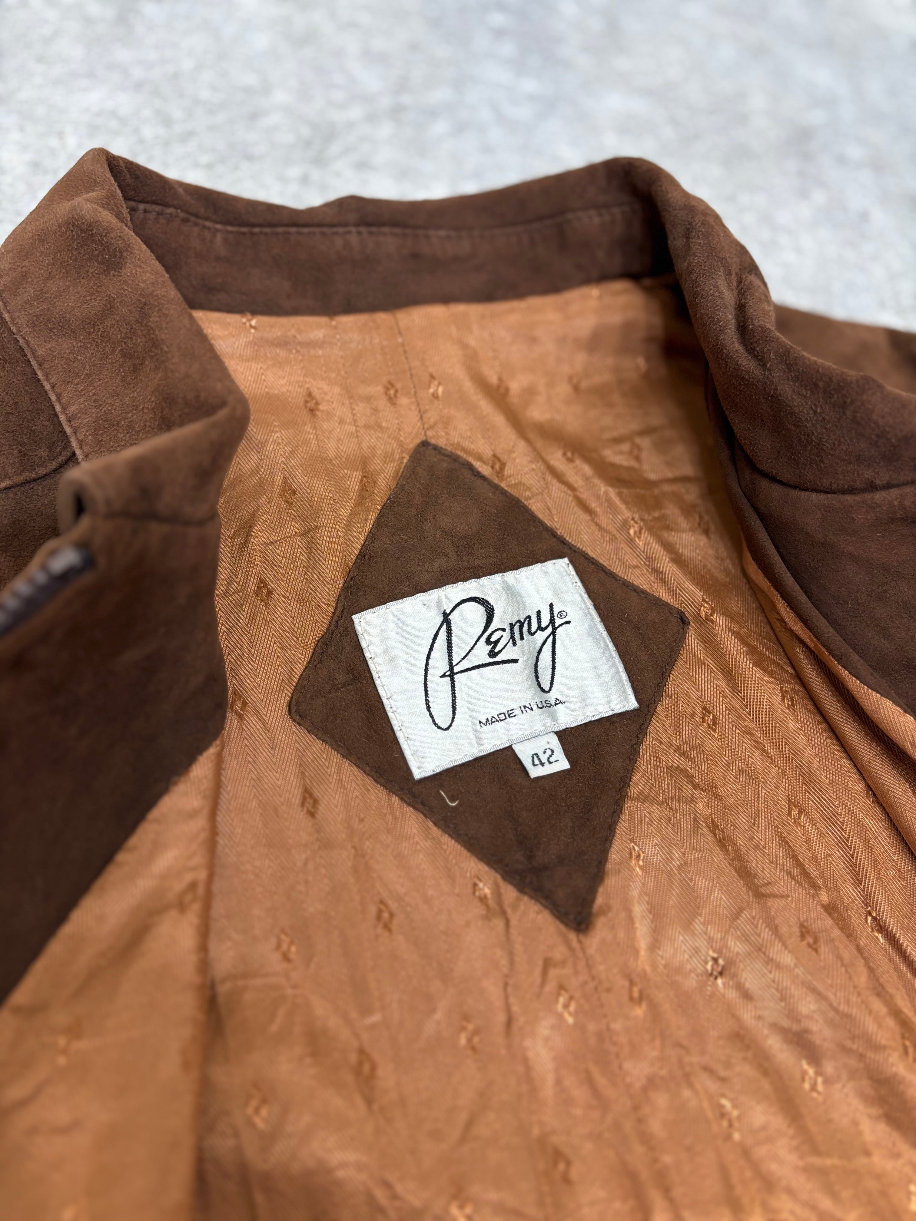 Brown Suede Leather Zip Jacket