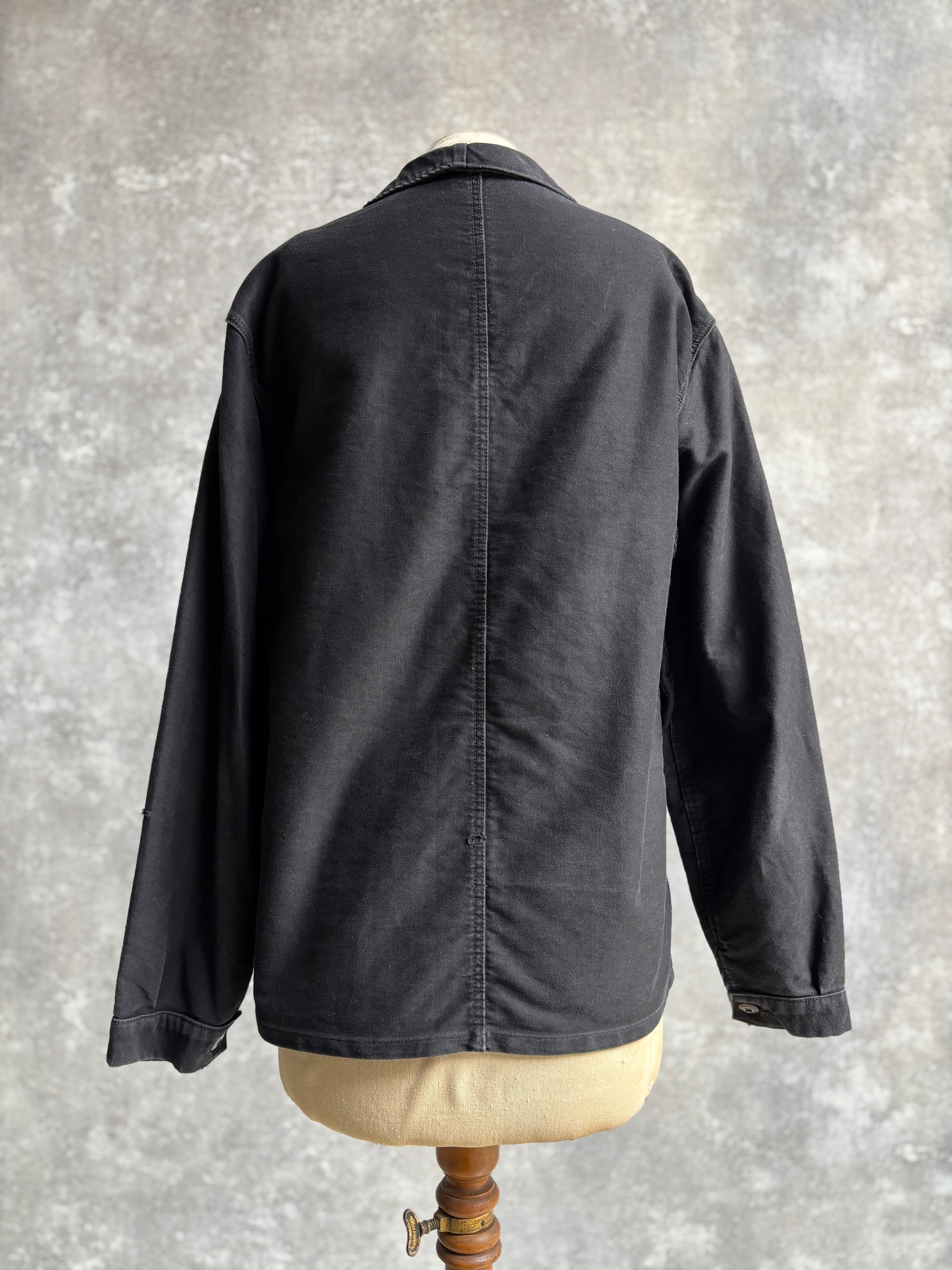 【~1980's】Vintage French Black Moleskin Work Jacket 『Adolphe Lafont アドルフ ラフォン』