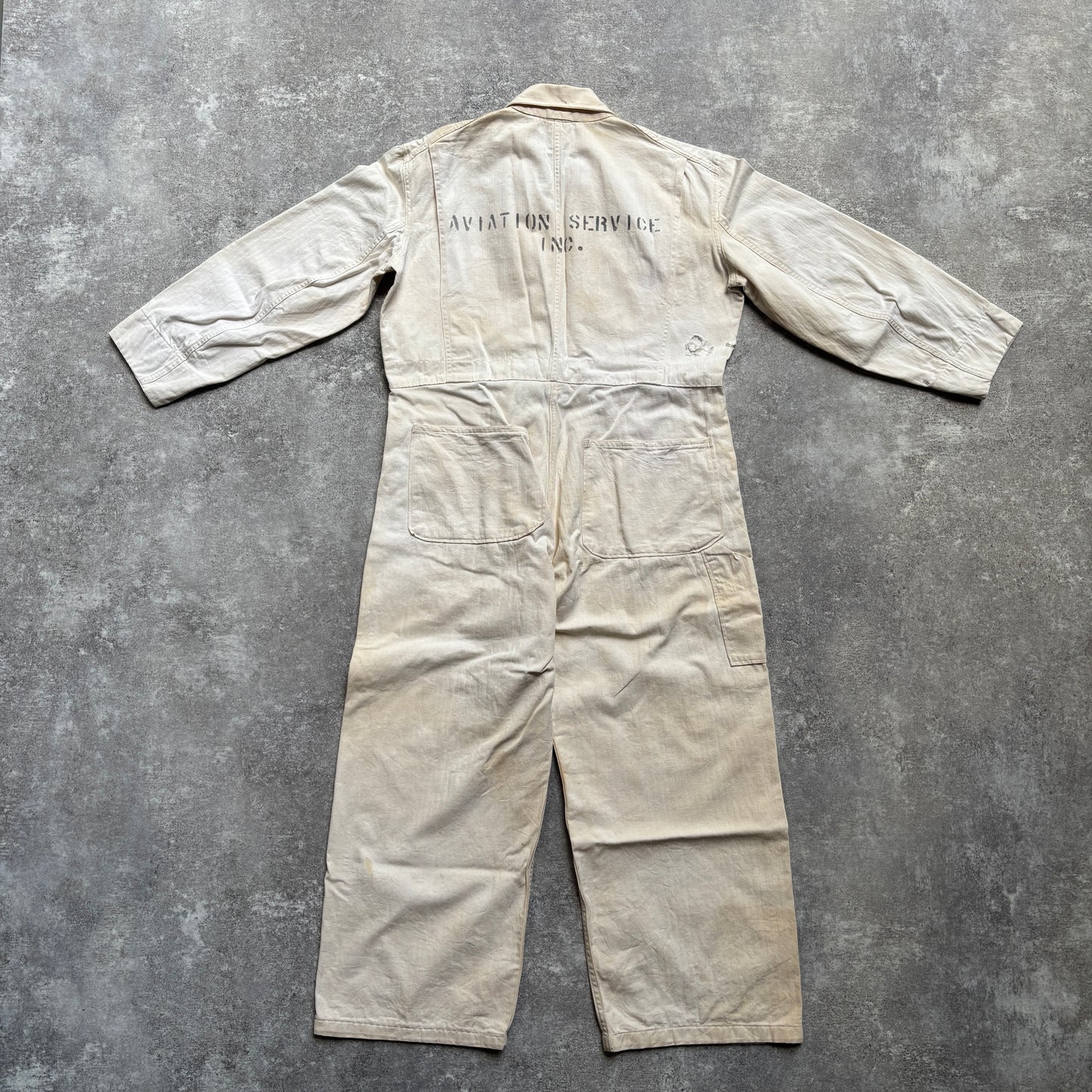 【1940's】Aviation Service Inc. White Coveralls 月桂樹ボタン