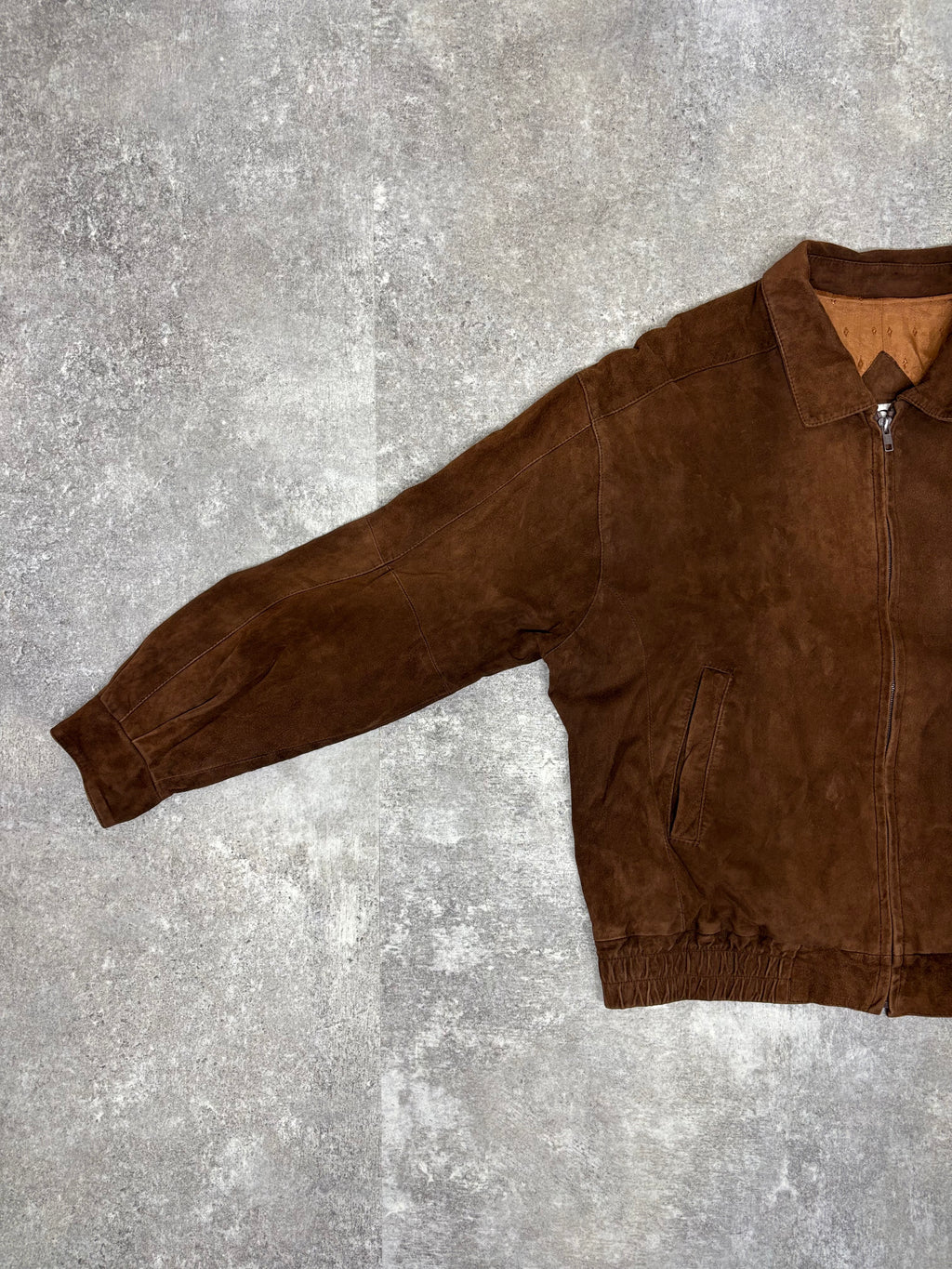 Brown Suede Leather Zip Jacket