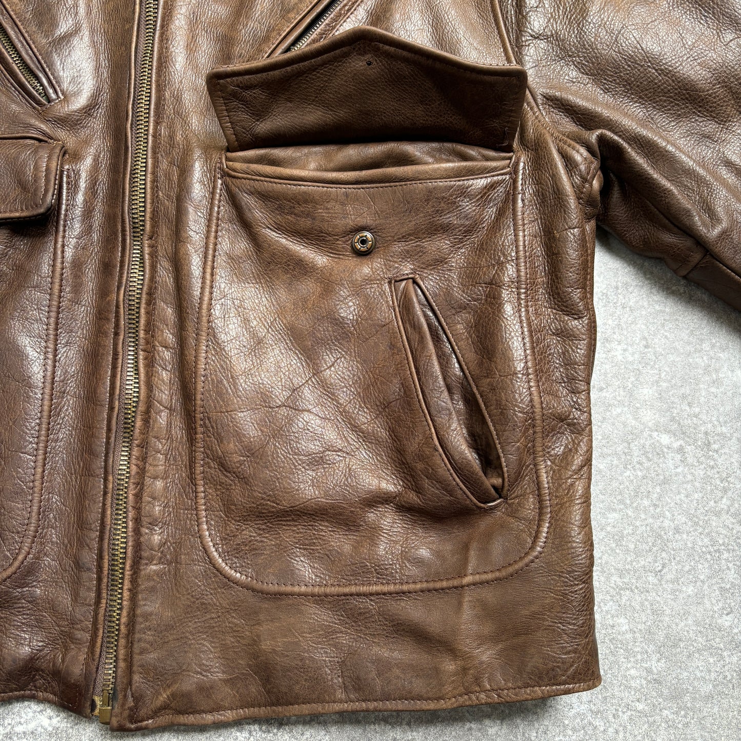 【~1990‘s】Brown Leather Jacket 『WORLD BEATERS』