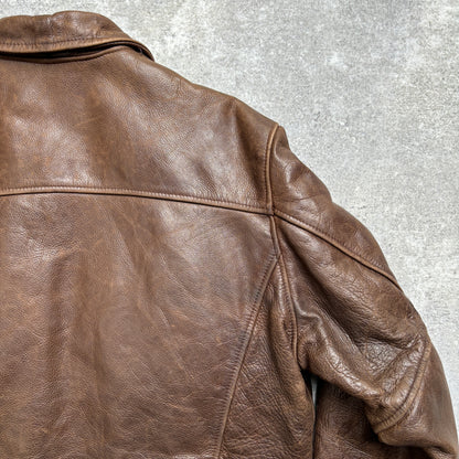 【~1990‘s】Brown Leather Jacket 『WORLD BEATERS』