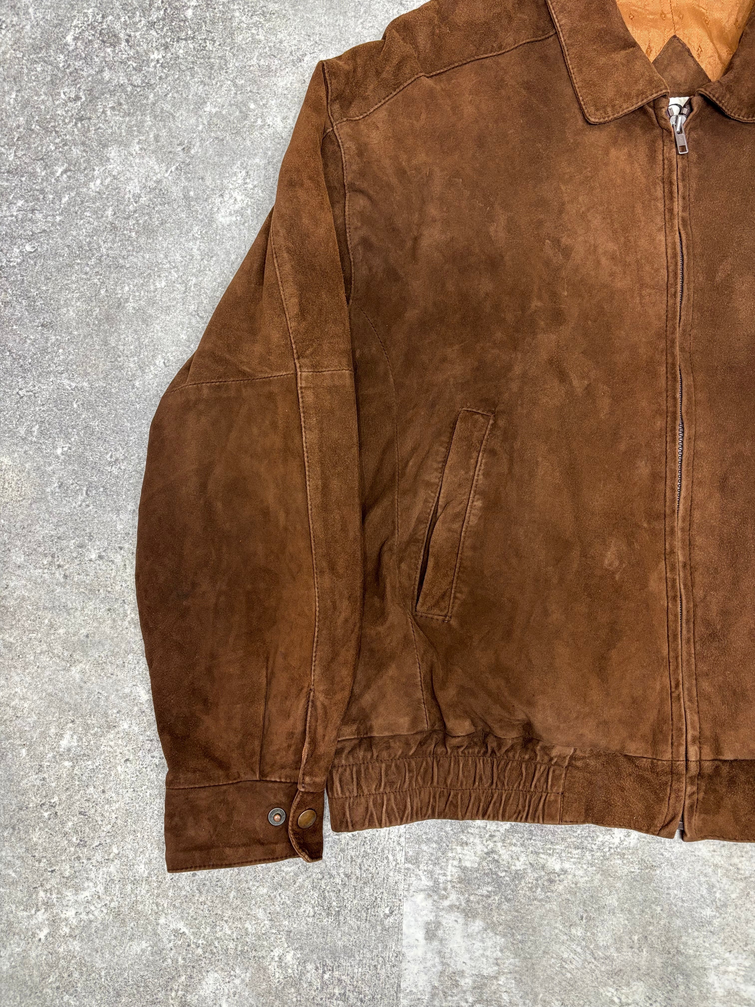 Brown Suede Leather Zip Jacket