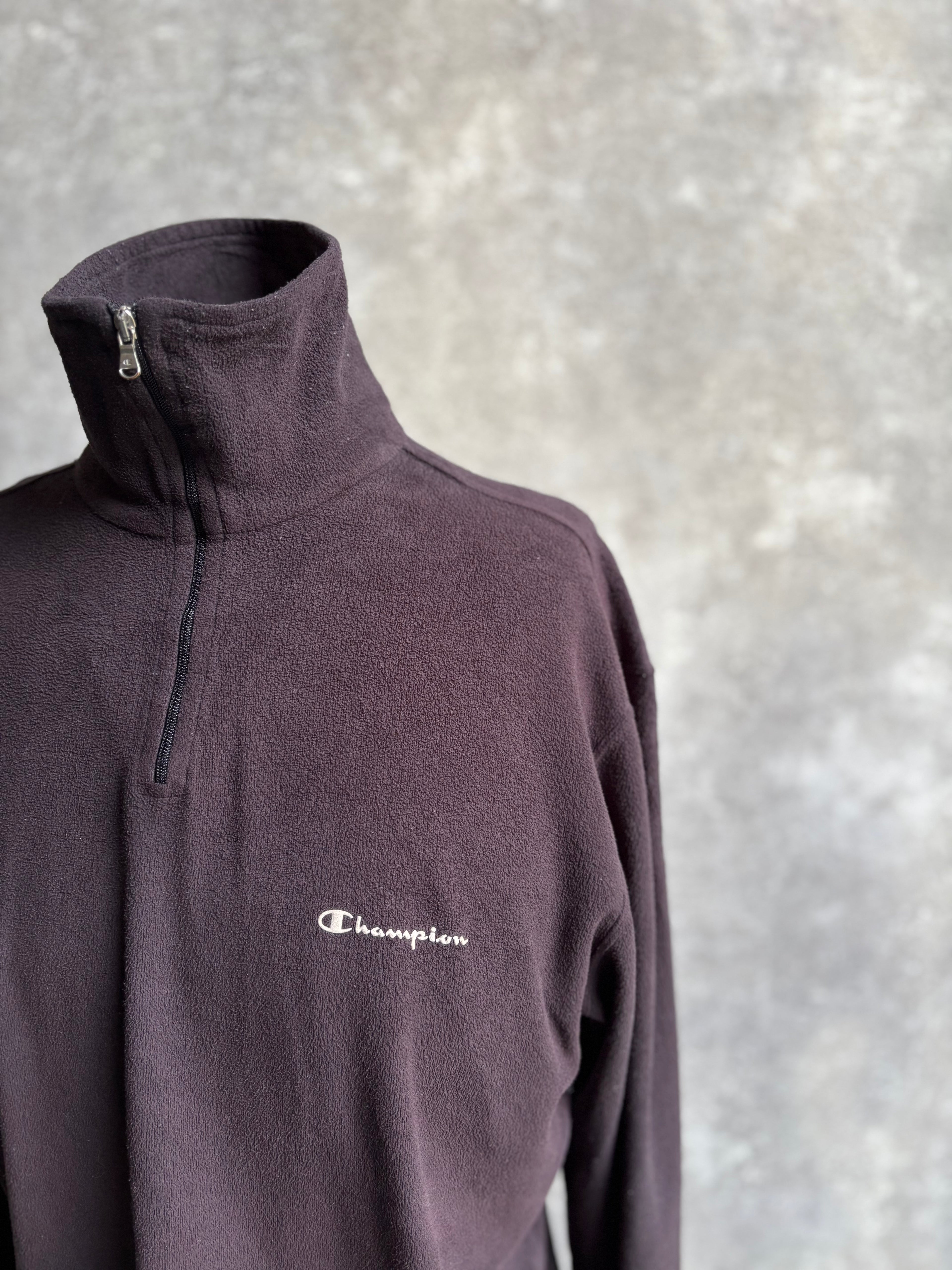 【1990’s】Champion Black Half-Zip Fleece Pullover