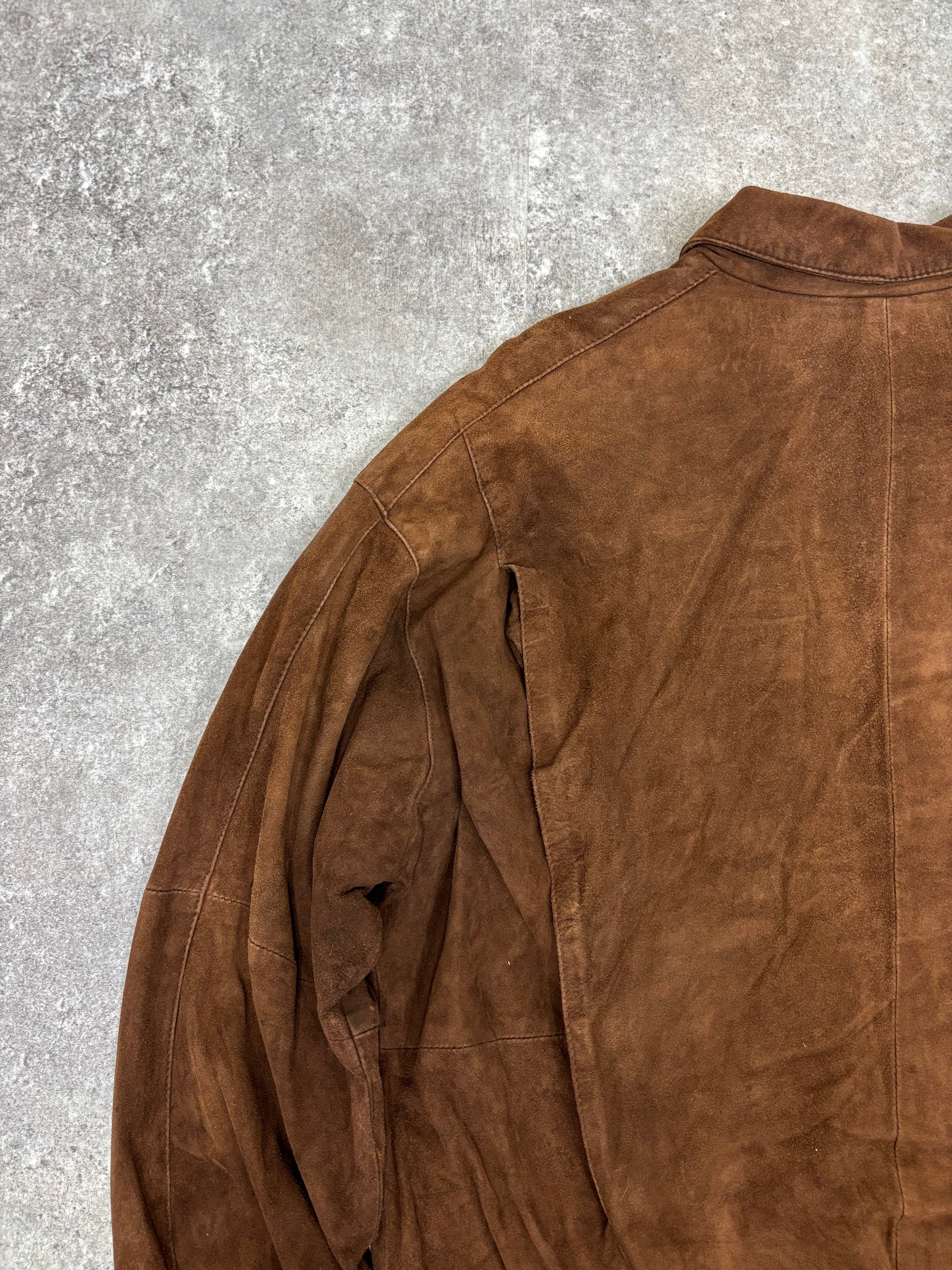 Brown Suede Leather Zip Jacket