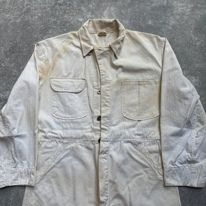 【1940's】Aviation Service Inc. White Coveralls 月桂樹ボタン