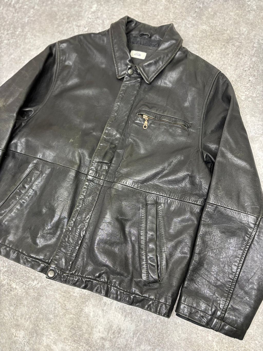 2000s Vintage Black Leather Jacket by KIABI
