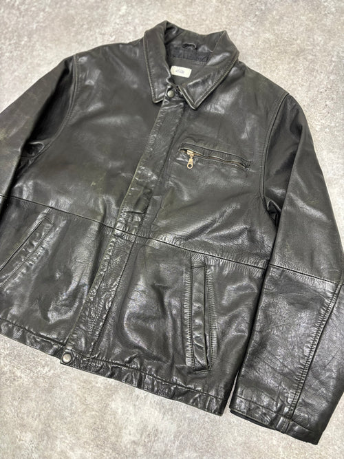 2000s Vintage Black Leather Jacket by KIABI