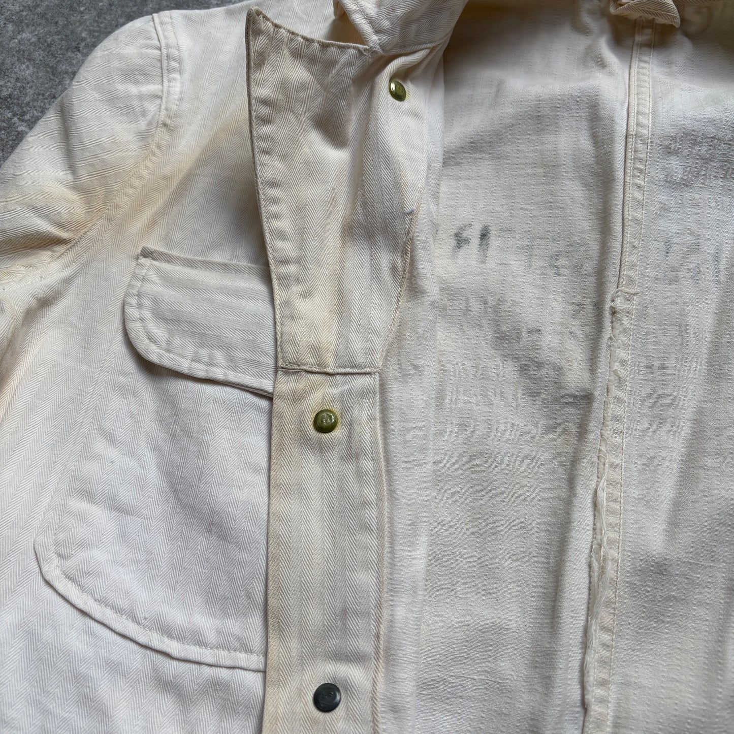 【1940's】Aviation Service Inc. White Coveralls 月桂樹ボタン