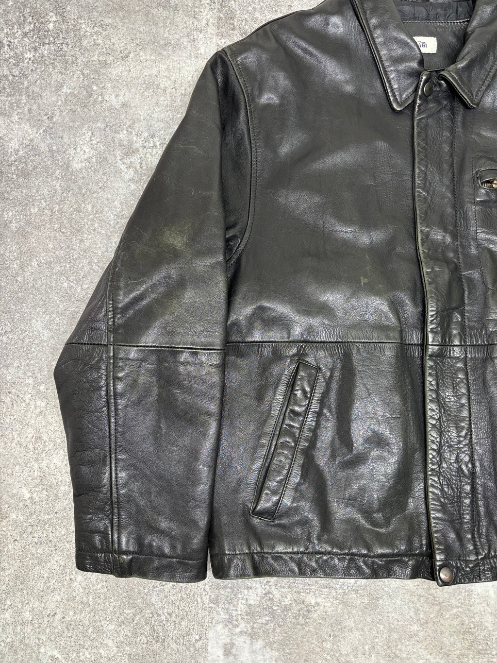 2000s Vintage Black Leather Jacket by KIABI