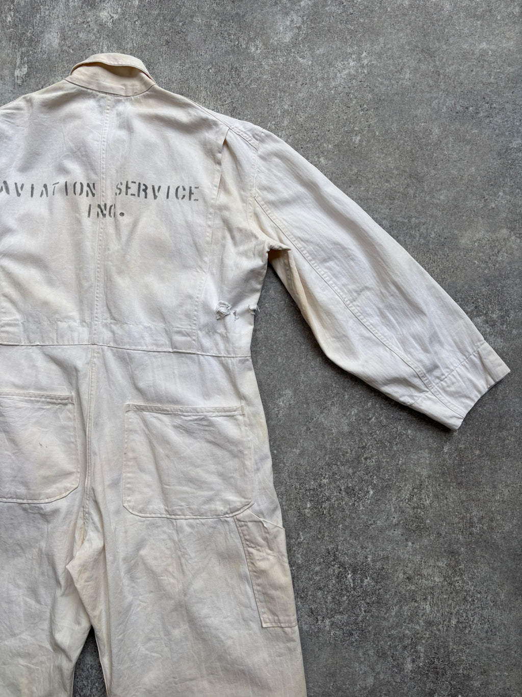 【1940's】Aviation Service Inc. White Coveralls 月桂樹ボタン