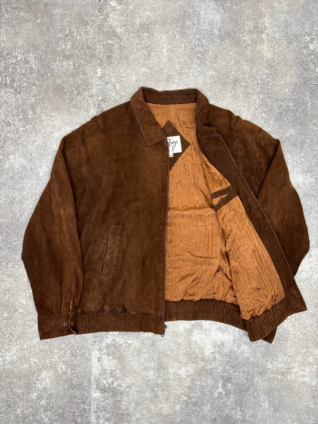 Brown Suede Leather Zip Jacket