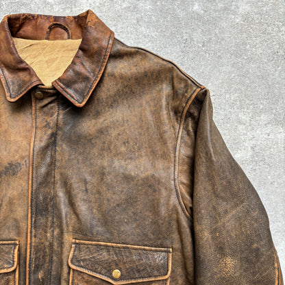 【~1990‘s】VERA PELLE Brown Leather Jacket