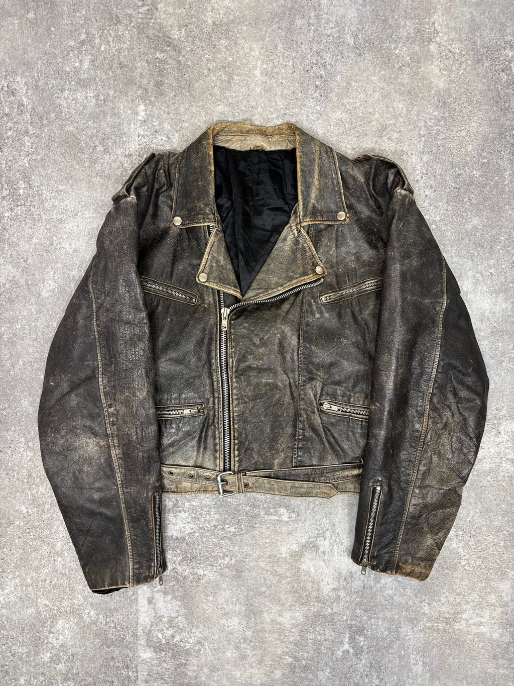～1990s Vintage Distressed Leather Riders Jacket