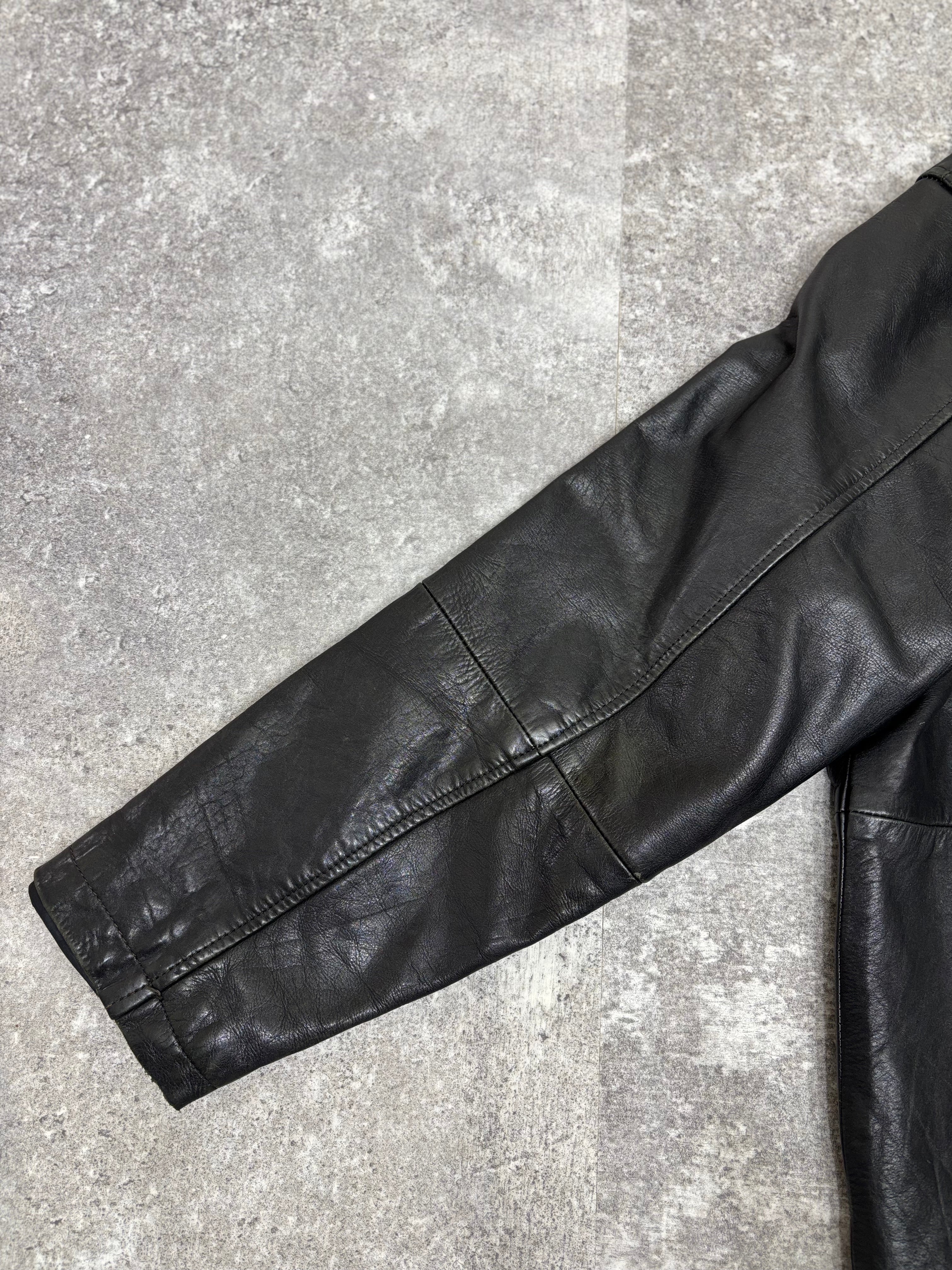 2000s Vintage Black Leather Jacket by KIABI