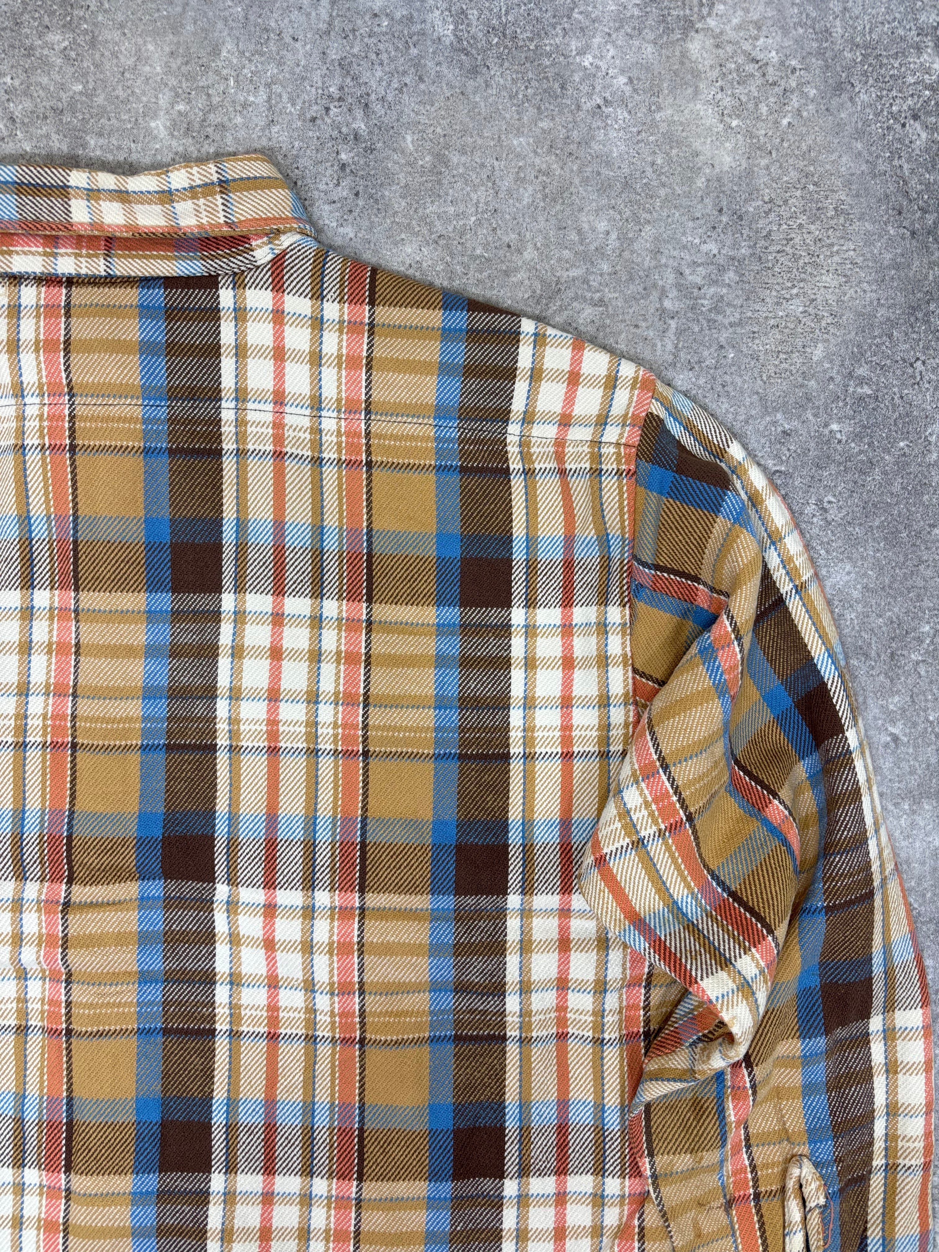 ~1980s Five Brother Flannel Shirt Brown × Blue × Cream Check