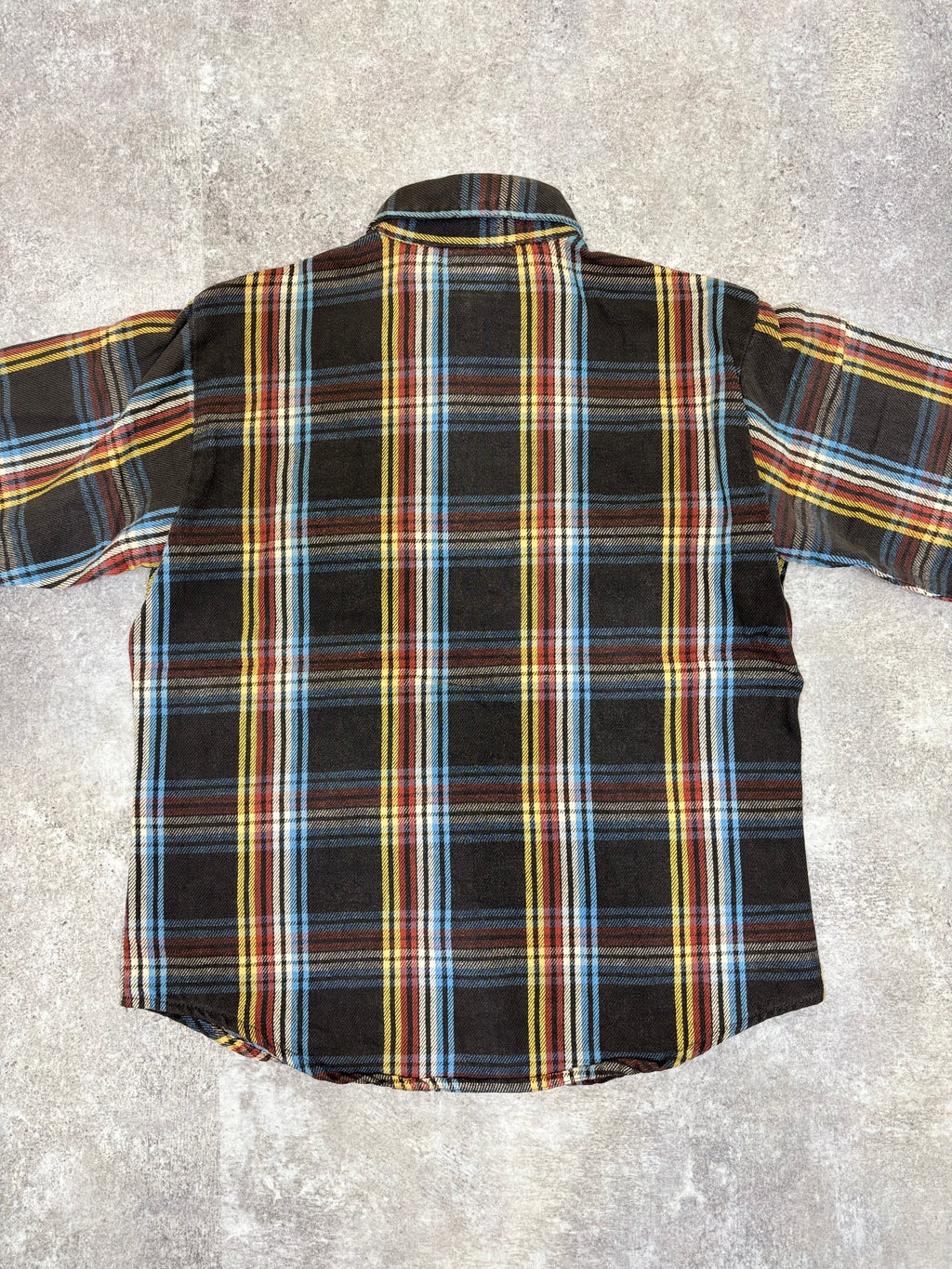 ~1990s BIG MIKE Plaid Flannel Shirt Black × Multi Stripe Check
