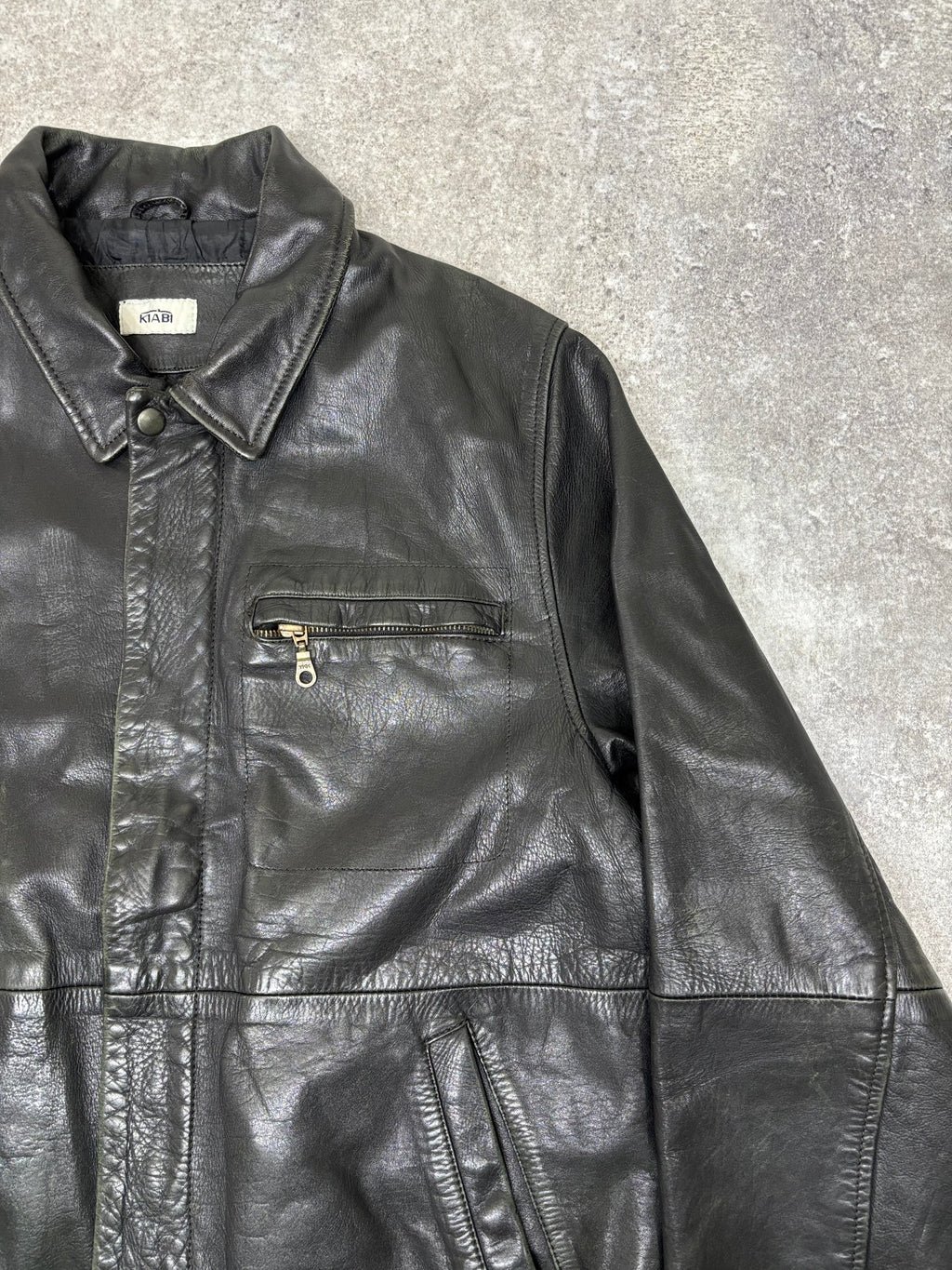 2000s Vintage Black Leather Jacket by KIABI