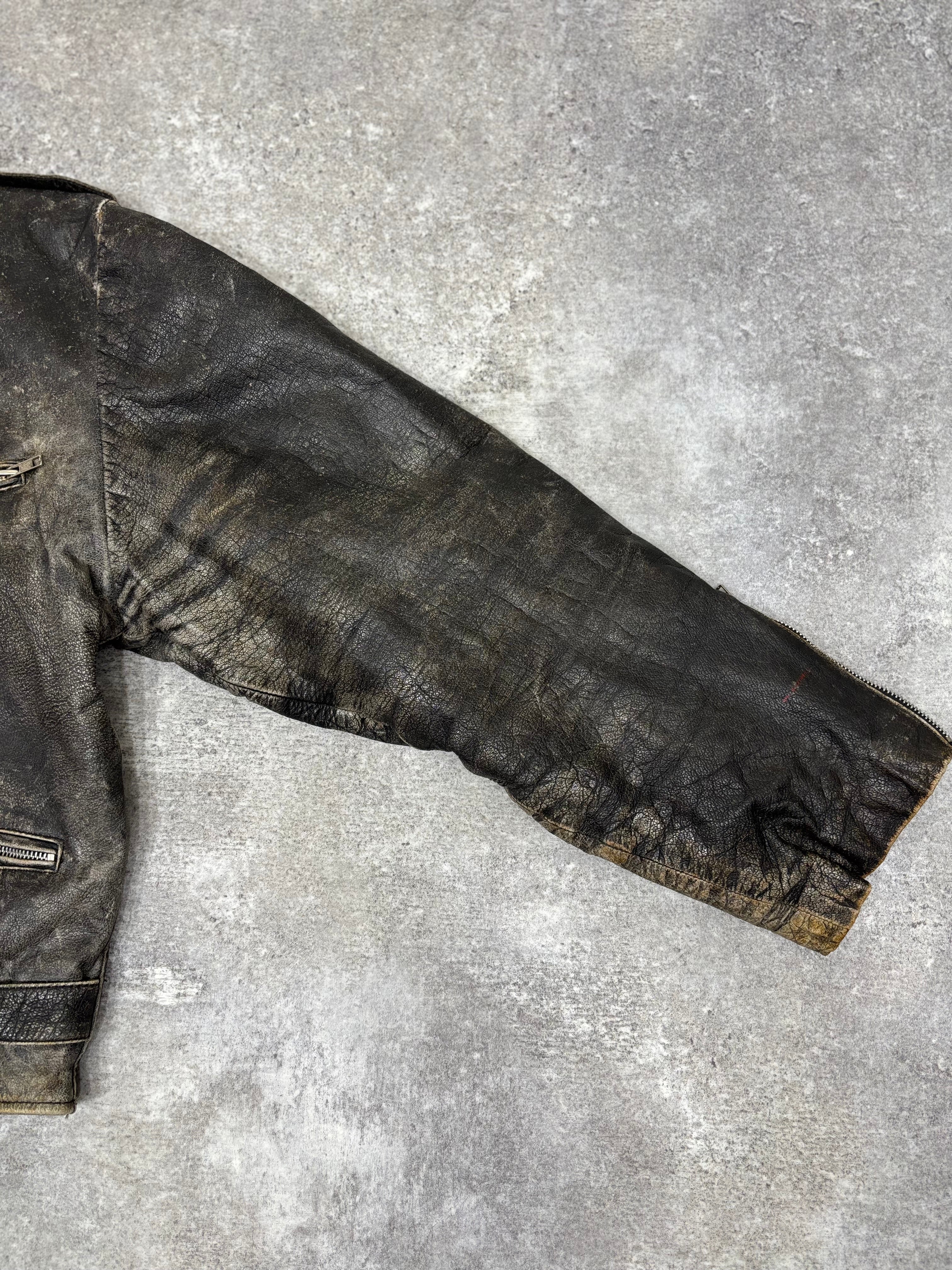 1990s Vintage Distressed Leather Riders Jacket – WITH GROW