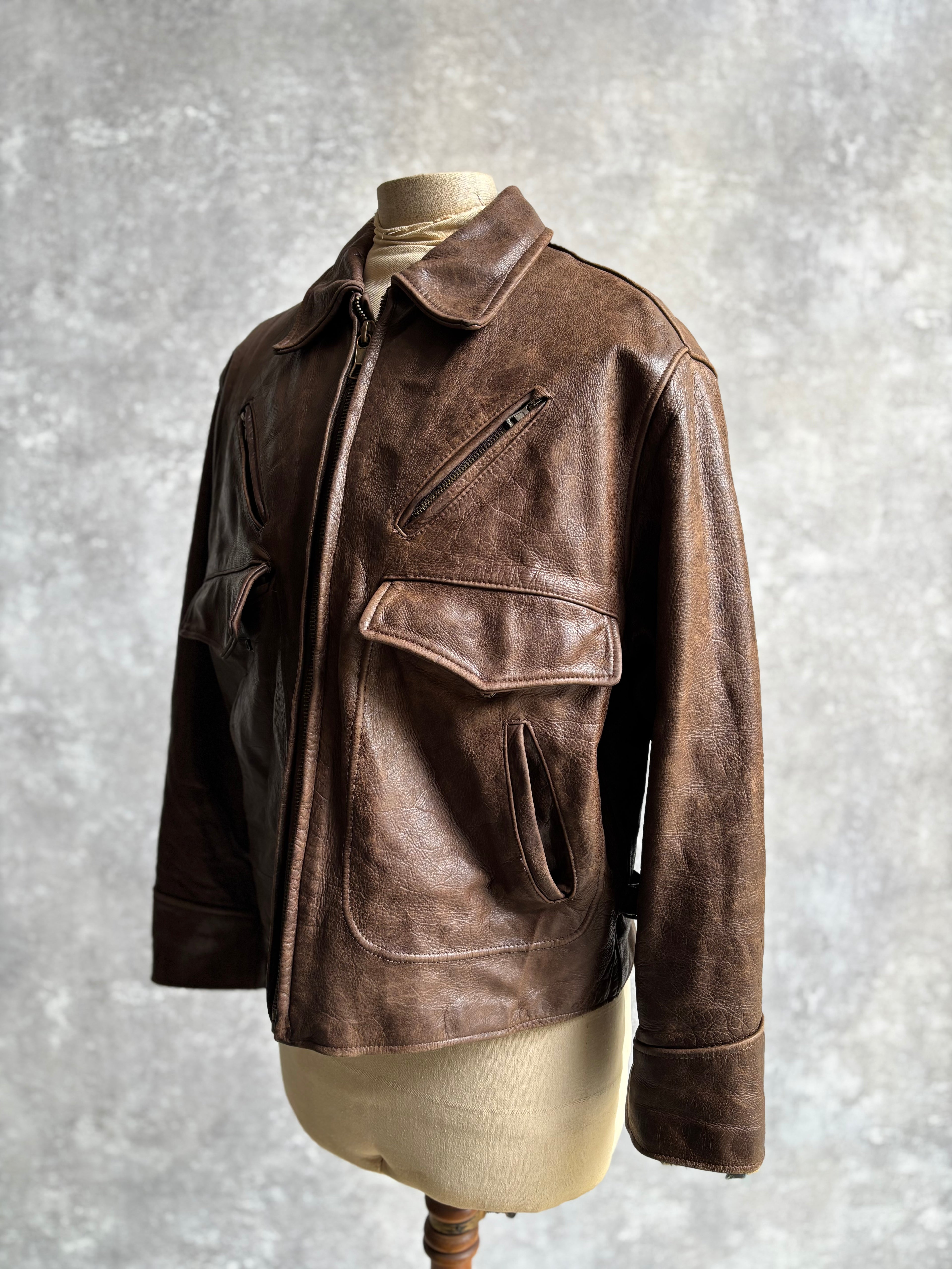 【~1990‘s】Brown Leather Jacket 『WORLD BEATERS』