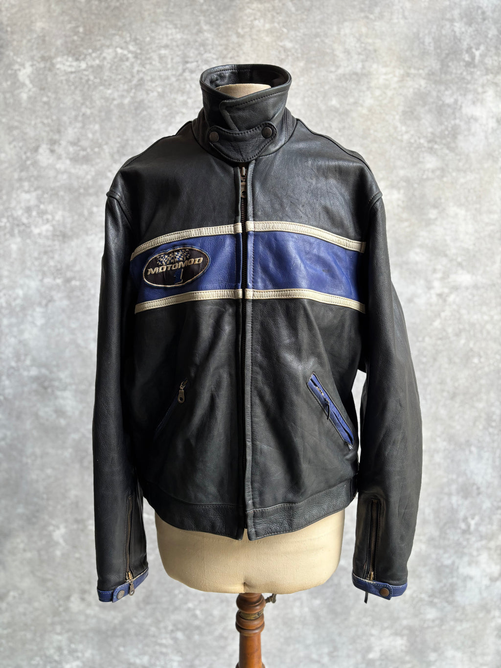 【~1990‘s】Black Leather Riders Jacket『Moto Mod』