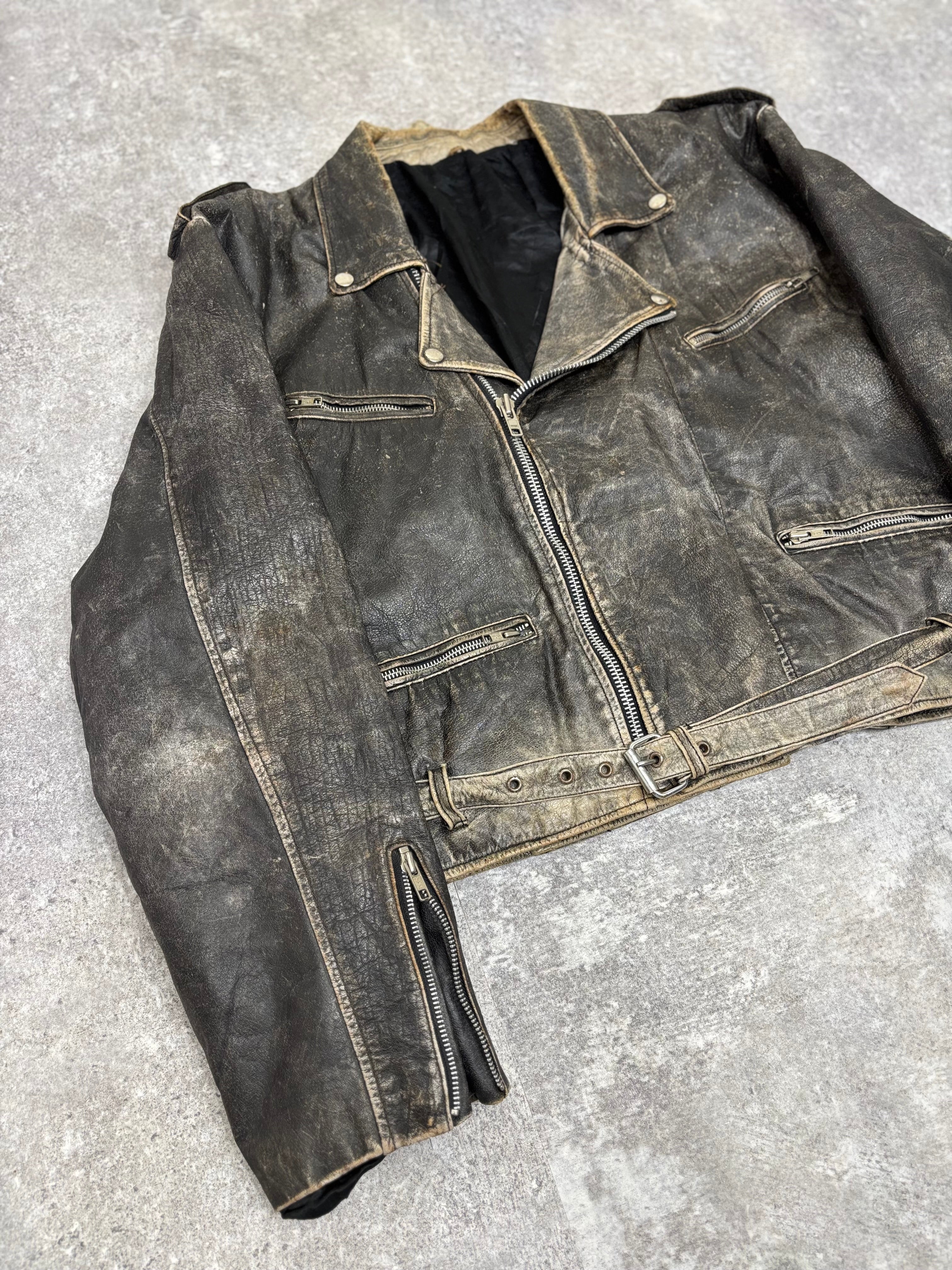 ～1990s Vintage Distressed Leather Riders Jacket