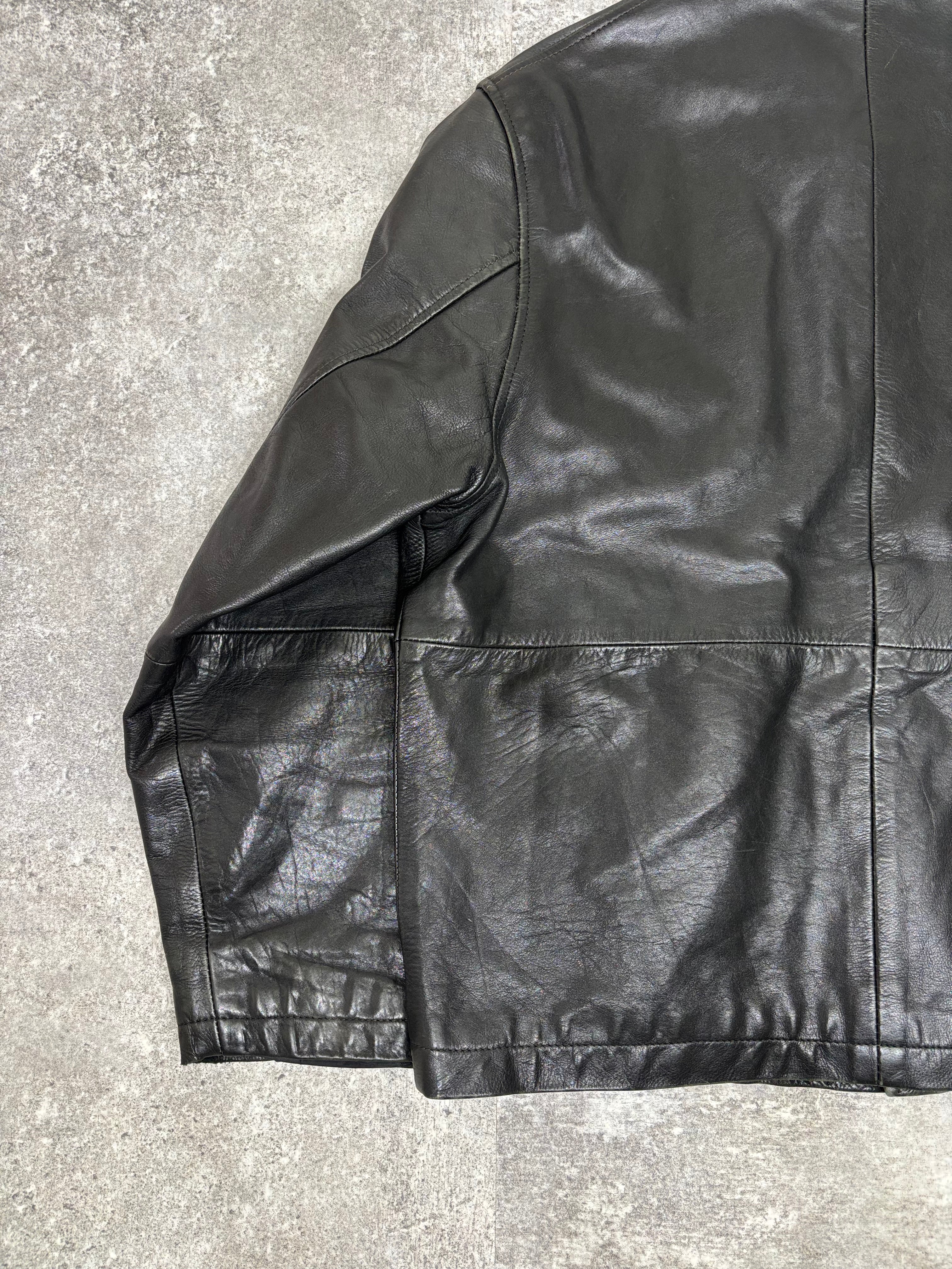 2000s Vintage Black Leather Jacket by KIABI