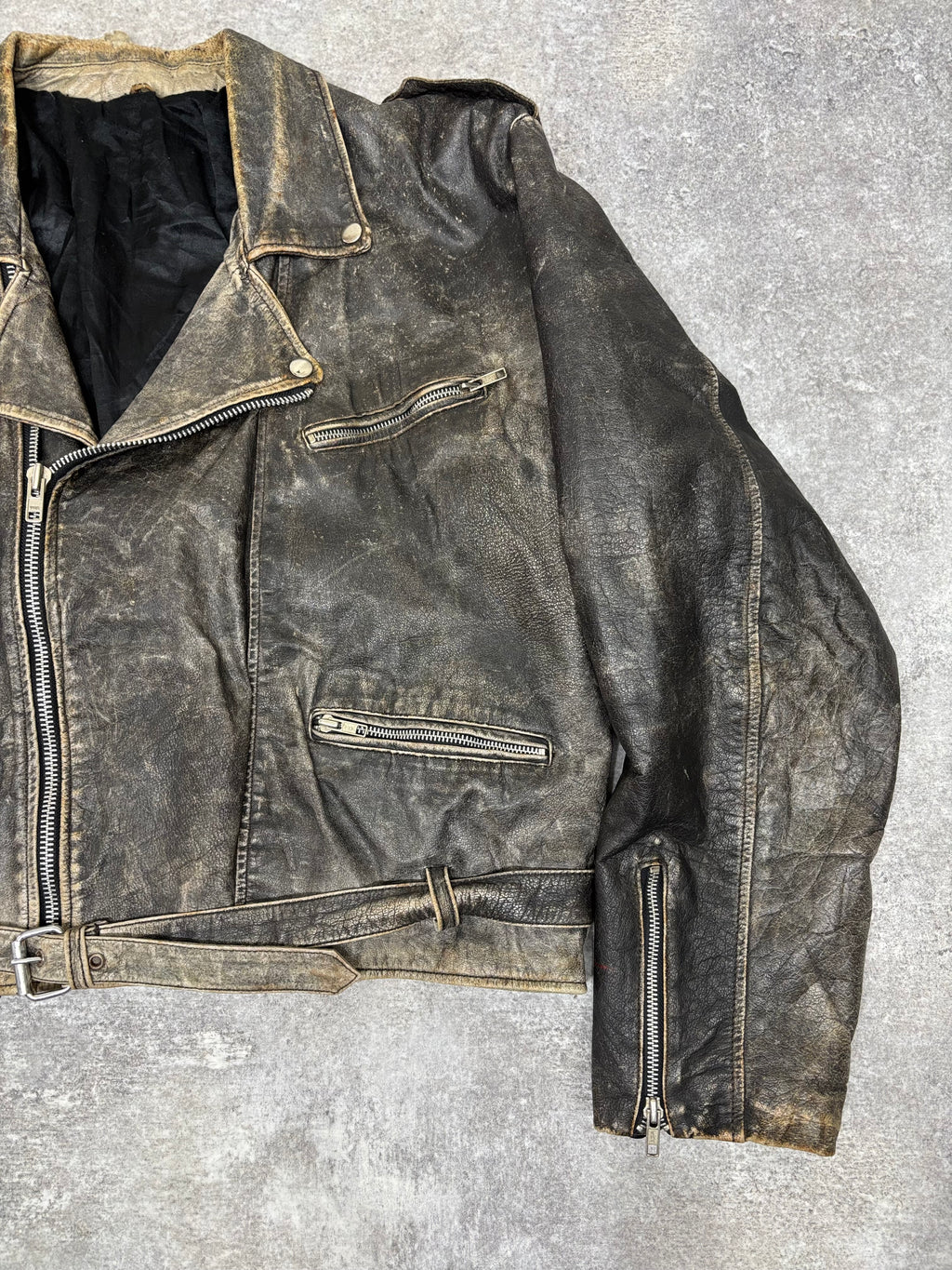 ～1990s Vintage Distressed Leather Riders Jacket