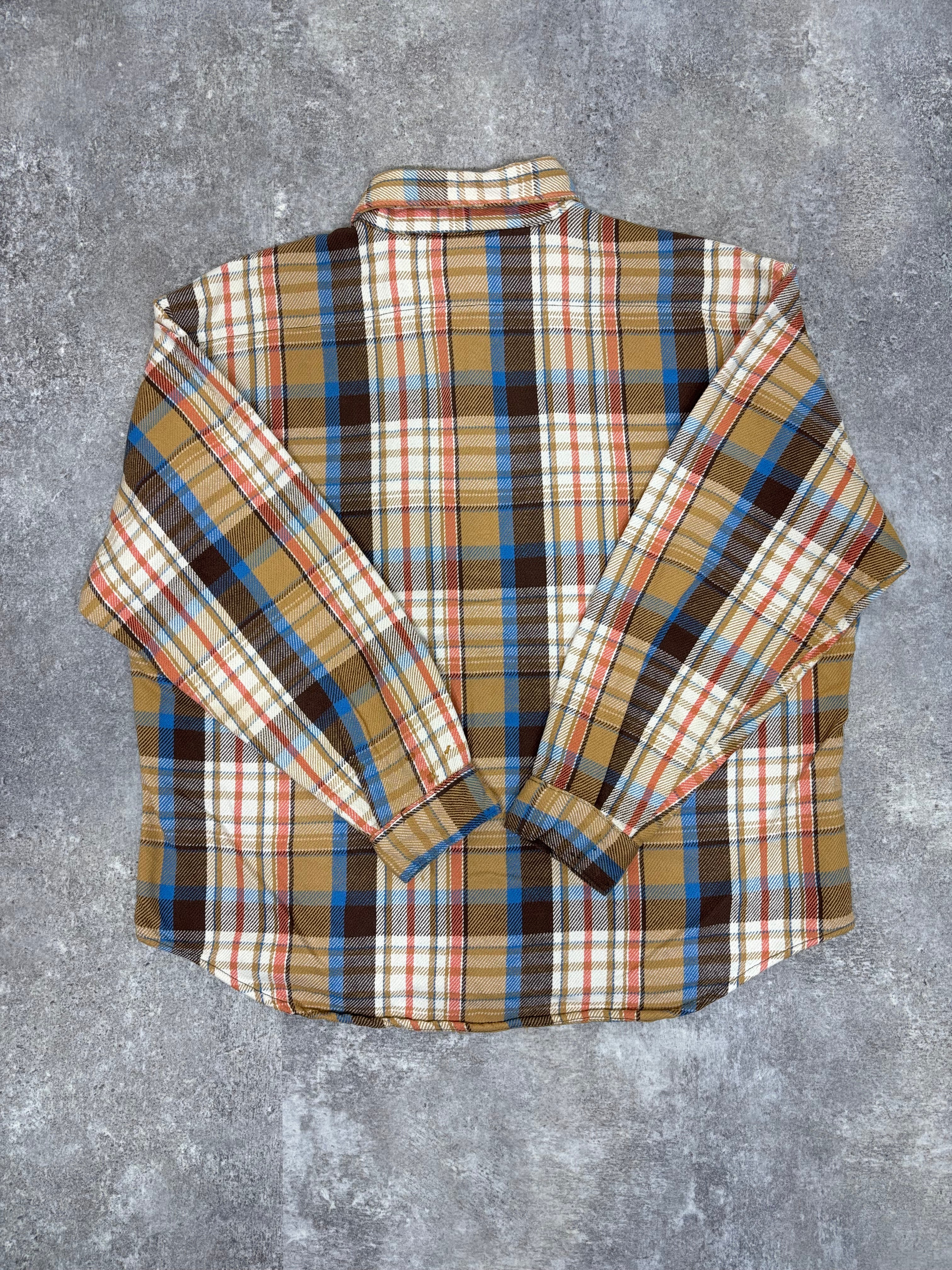 ~1980s Five Brother Flannel Shirt Brown × Blue × Cream Check