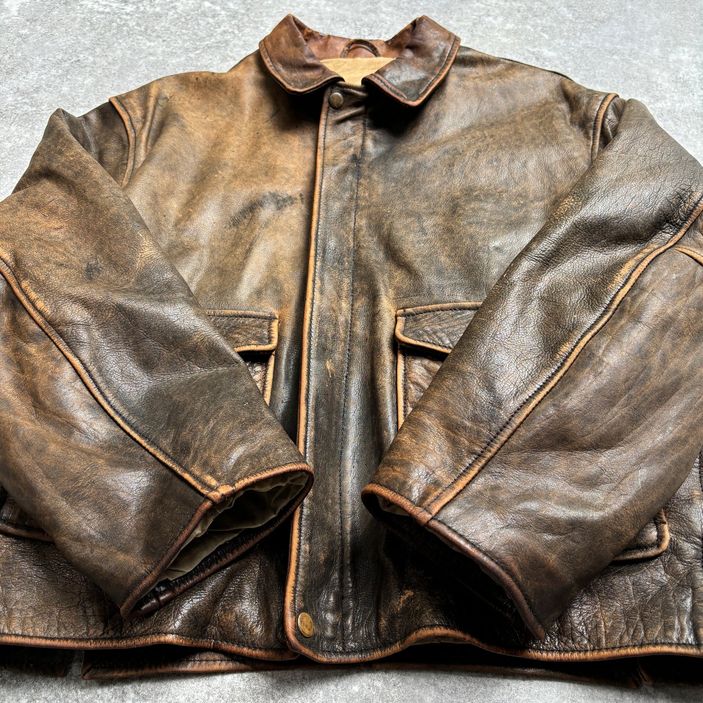 【~1990‘s】VERA PELLE Brown Leather Jacket