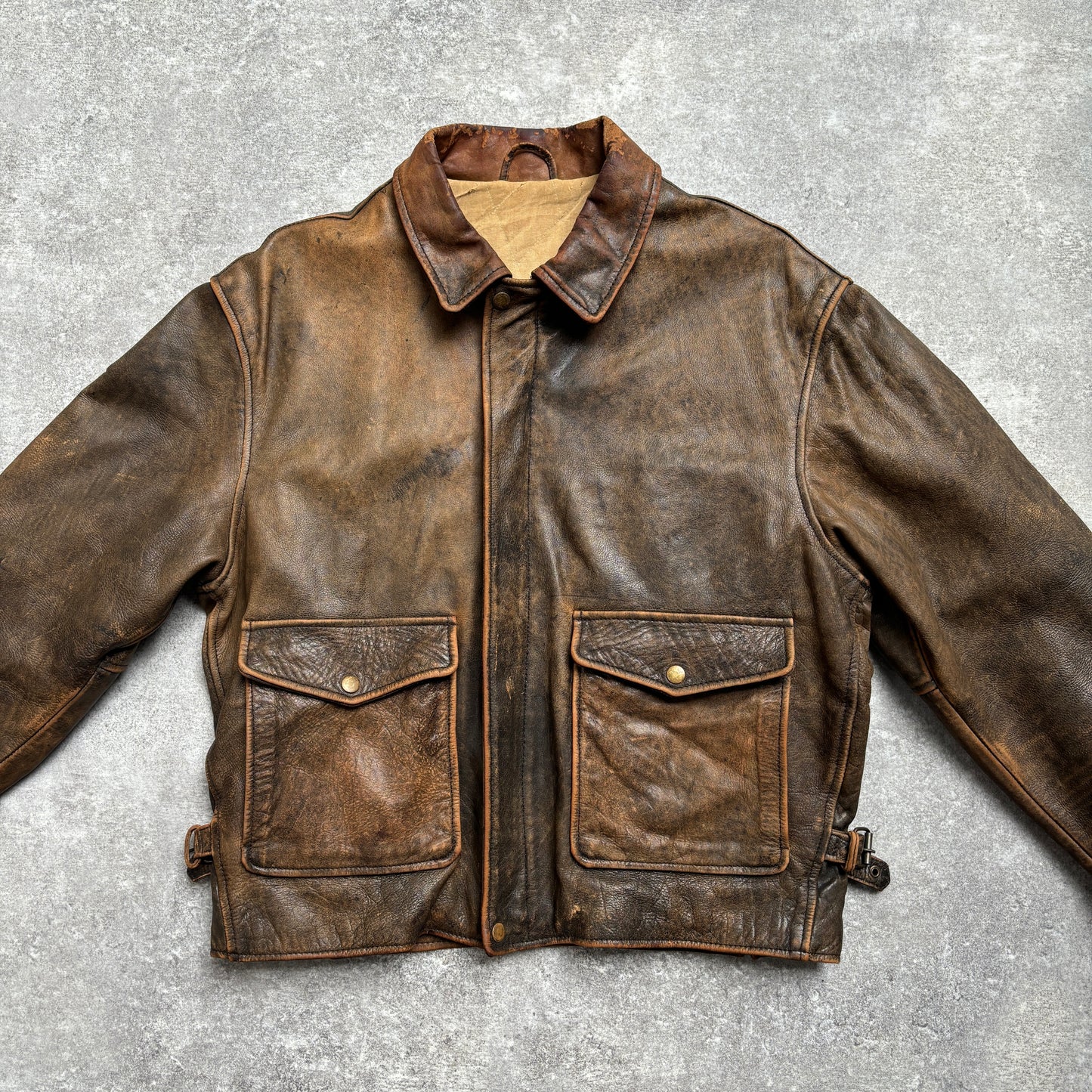 【~1990‘s】VERA PELLE Brown Leather Jacket