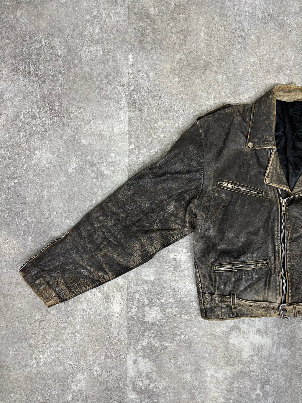 ～1990s Vintage Distressed Leather Riders Jacket
