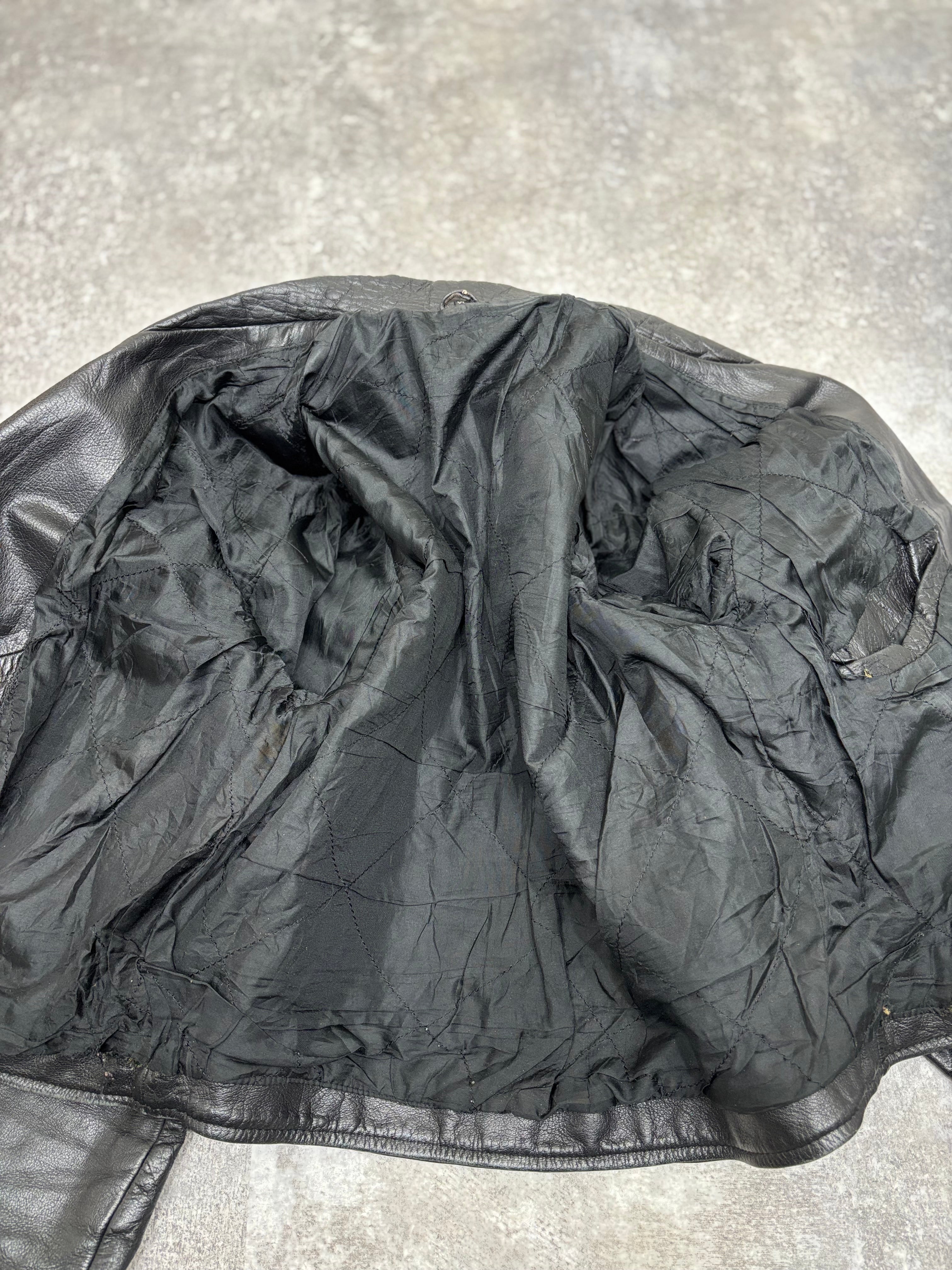 ~1990s Vintage Double Riders Leather Jacket Black