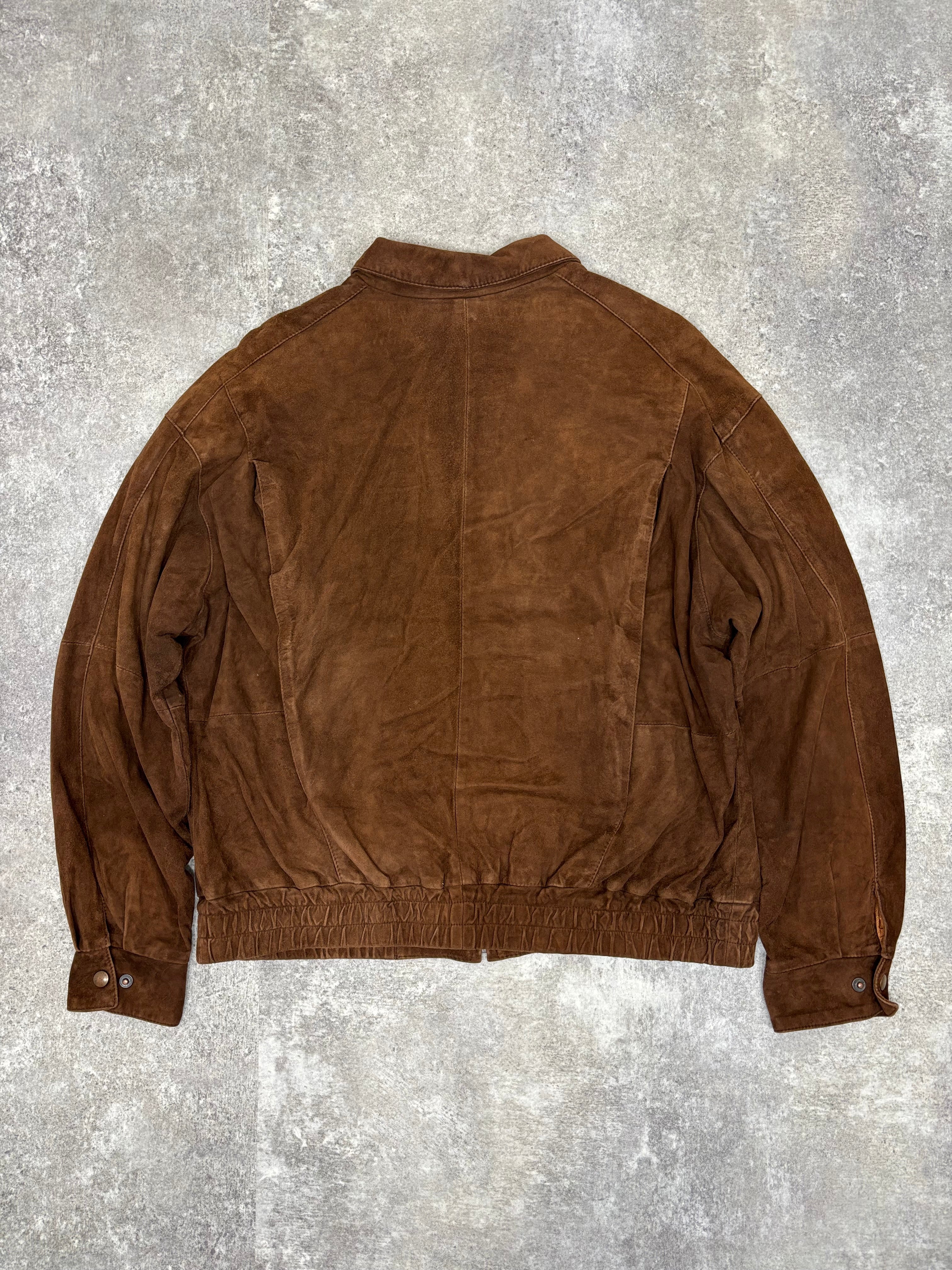 Brown Suede Leather Zip Jacket
