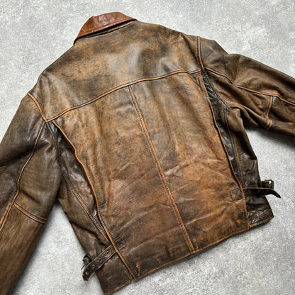 【~1990‘s】VERA PELLE Brown Leather Jacket