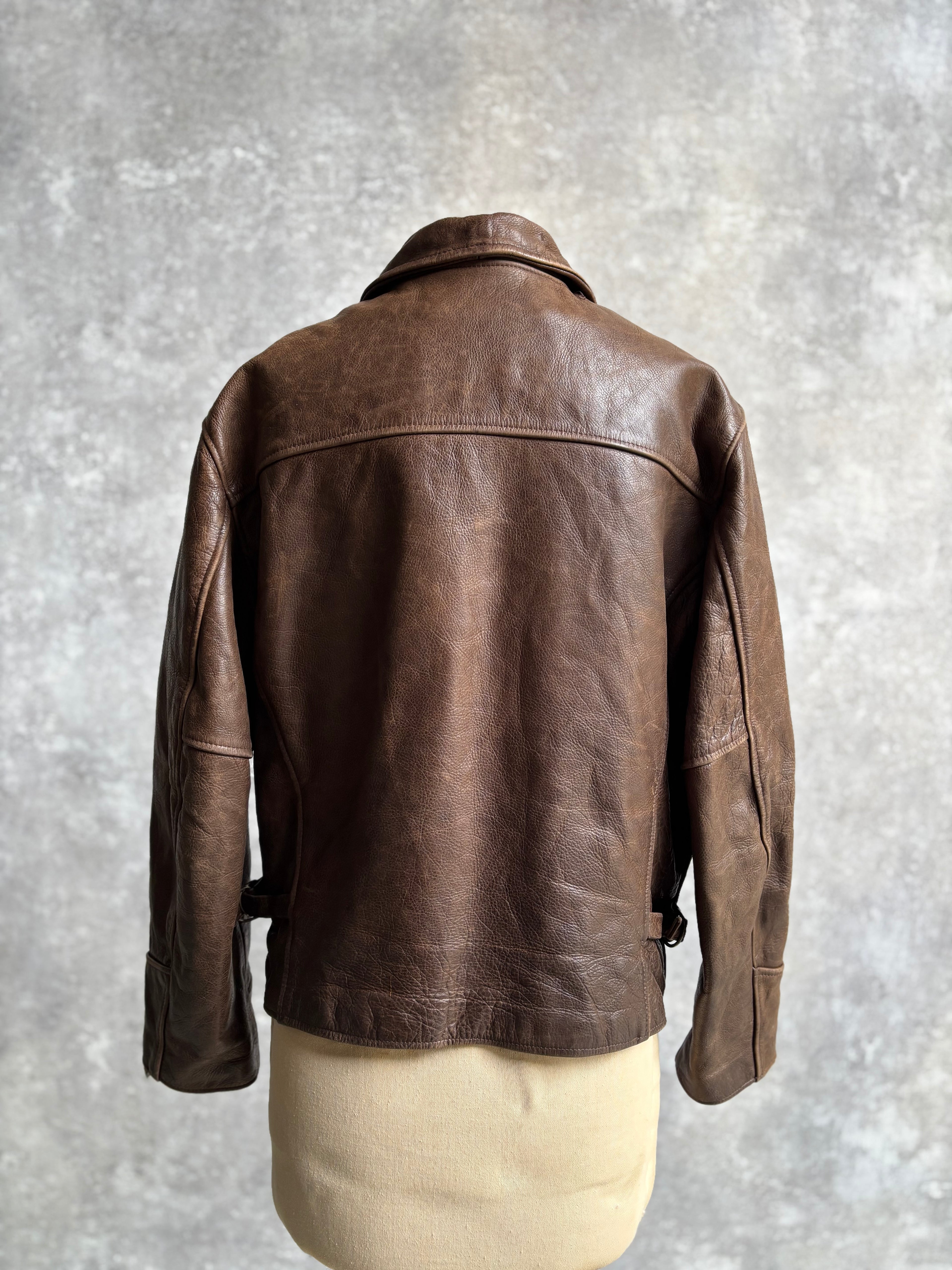 【~1990‘s】Brown Leather Jacket 『WORLD BEATERS』