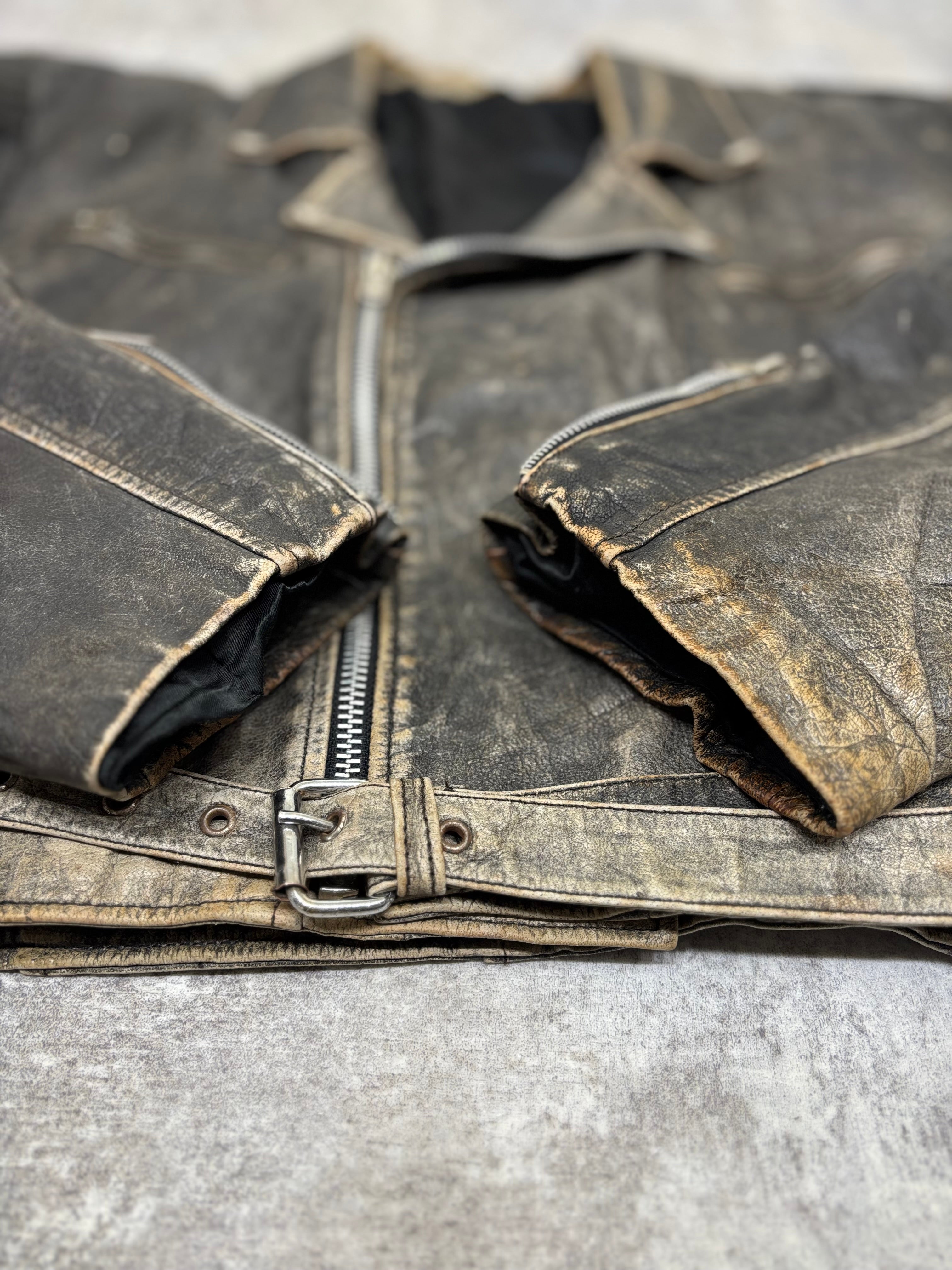 1990s Vintage Distressed Leather Riders Jacket – WITH GROW