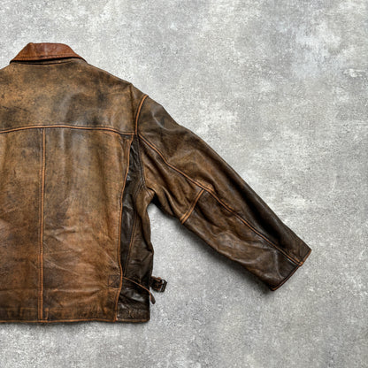 【~1990‘s】VERA PELLE Brown Leather Jacket