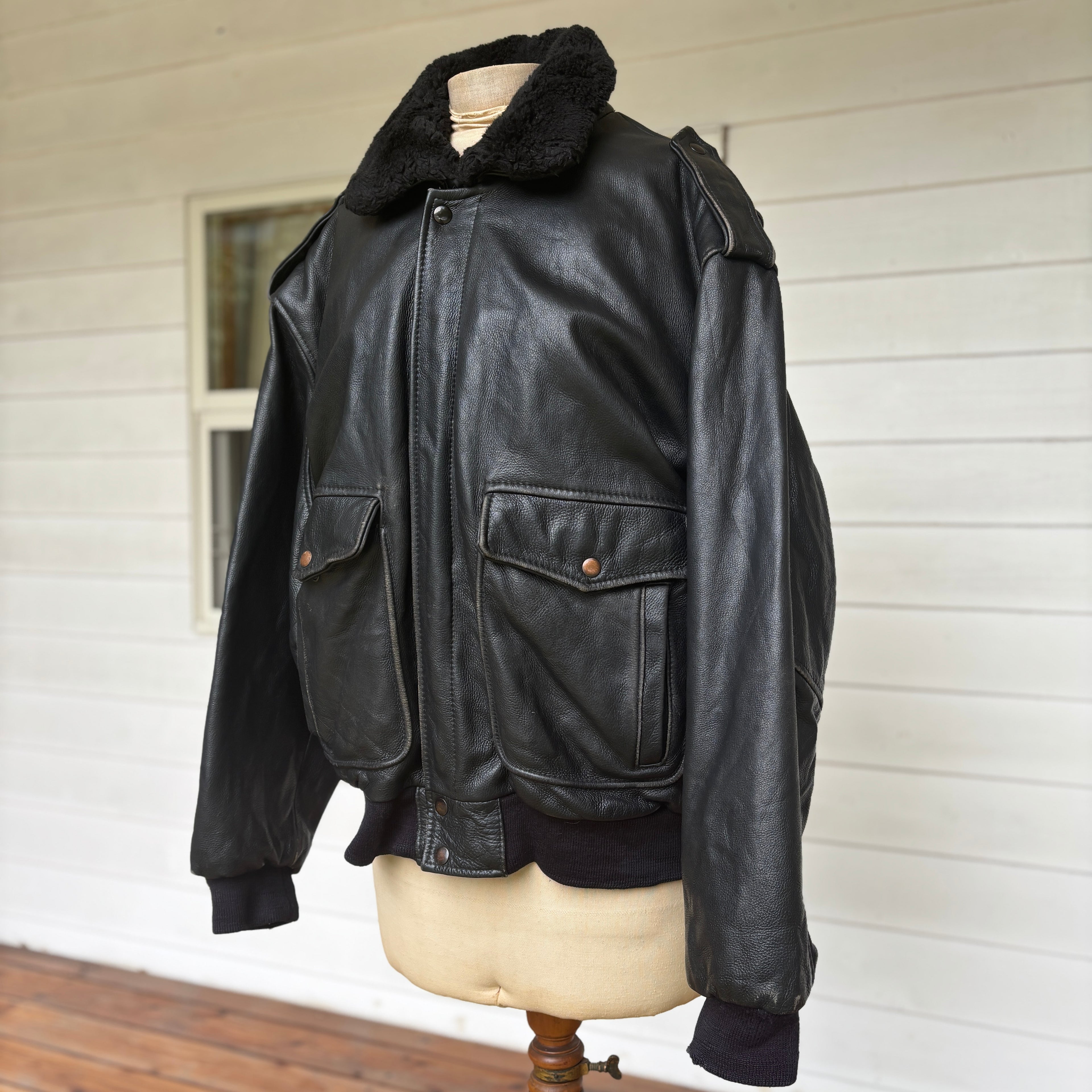 【1975】G-1 Type Black Leather Flight Jacket