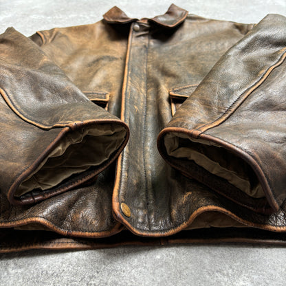 【~1990‘s】VERA PELLE Brown Leather Jacket