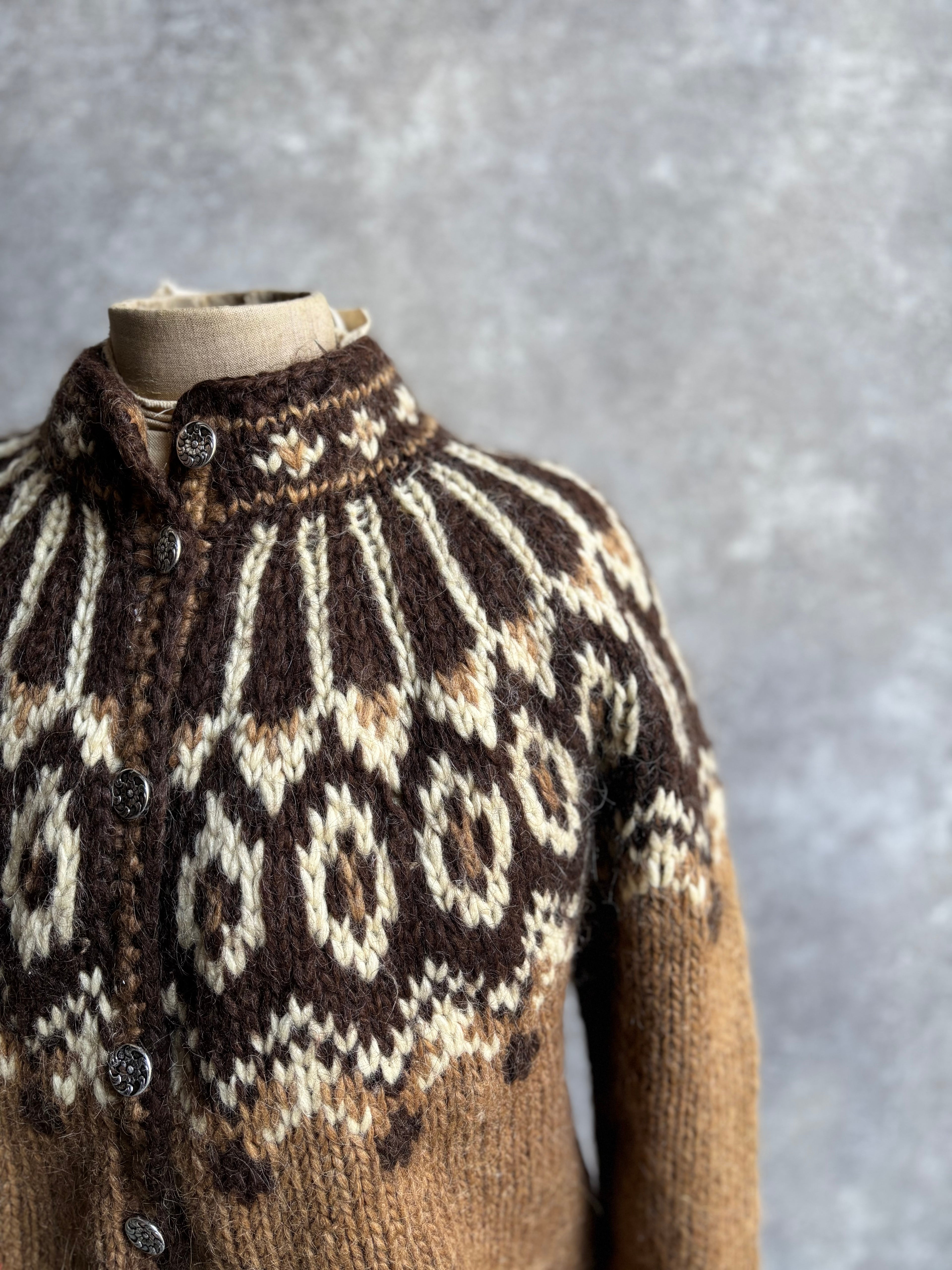 【~1980’s】Nordic Wool Knit Cardigan