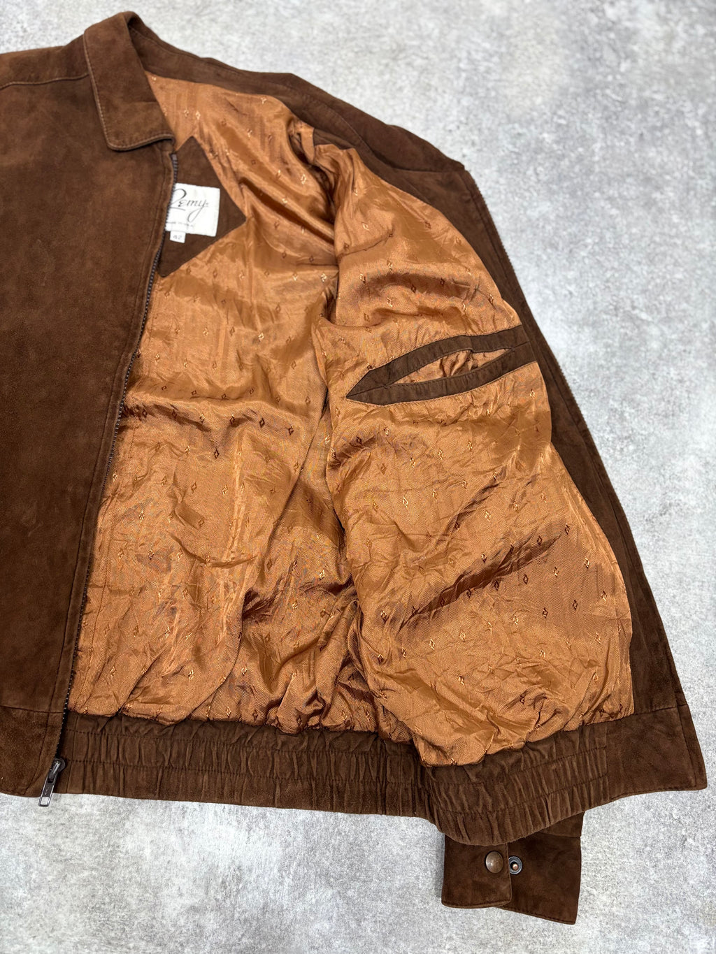 Brown Suede Leather Zip Jacket